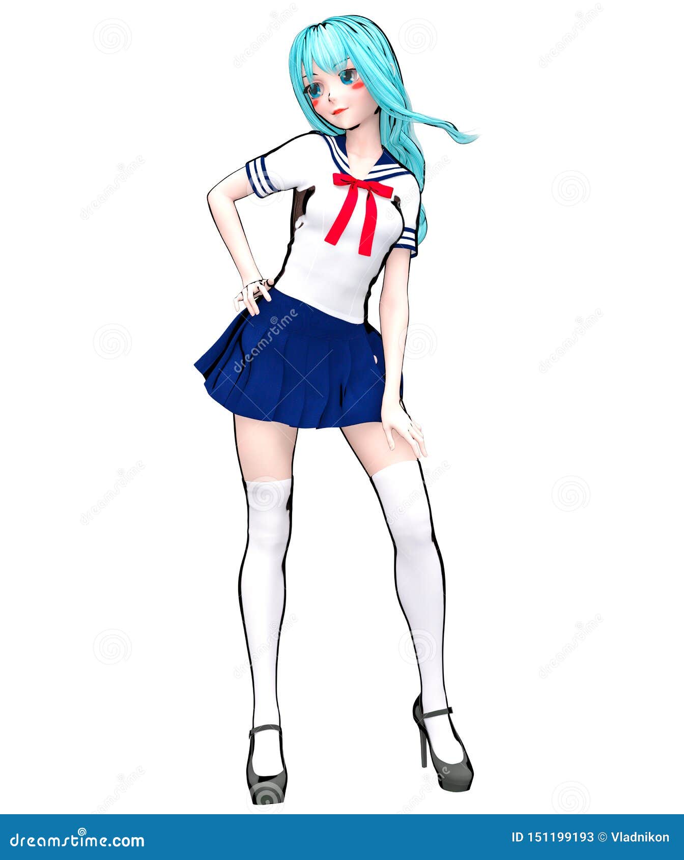 3D Japanese Anime Schoolgirl Stock Illustration - Illustration of  artificial, girl: 151199193
