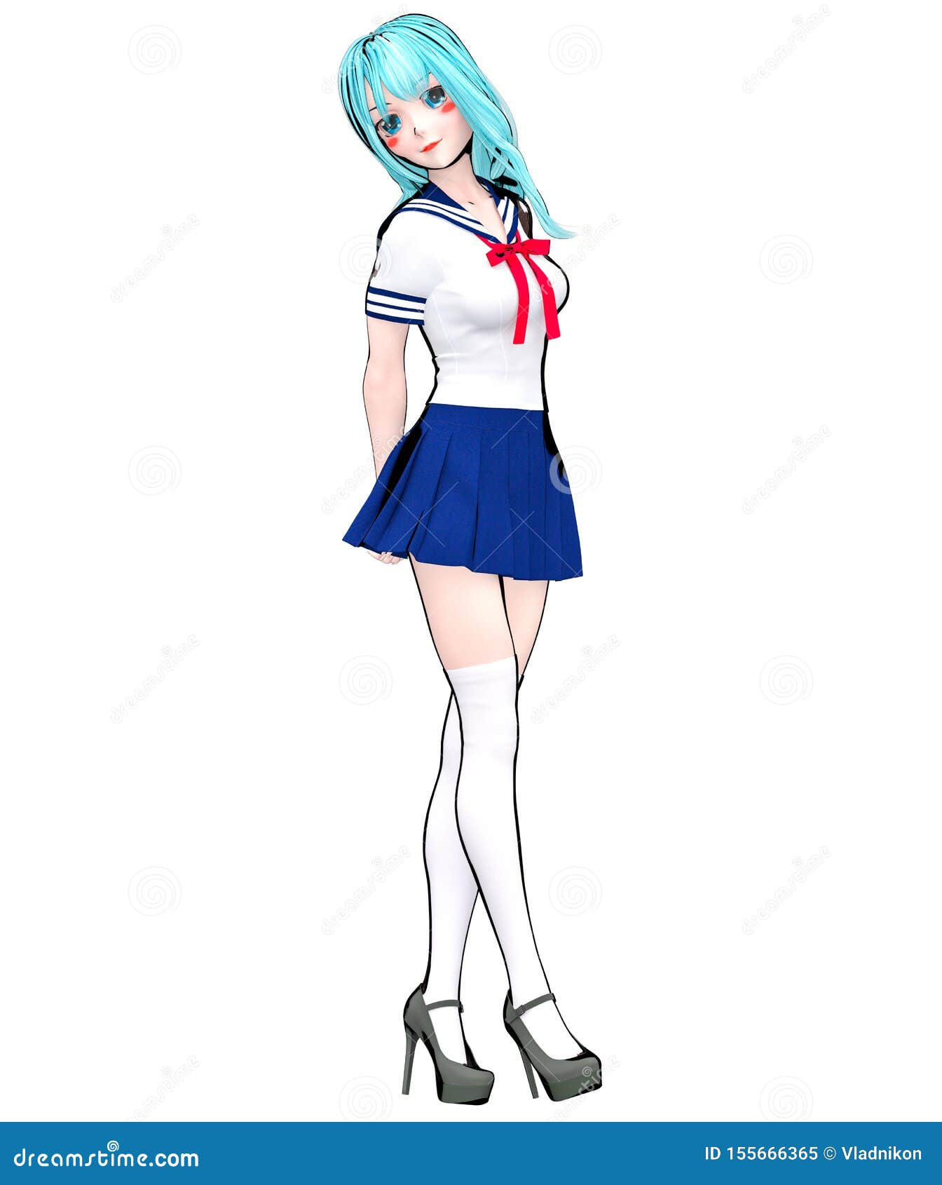 3D Japanese Anime Schoolgirl Stock Illustration - Illustration of girl,  comic: 155666365