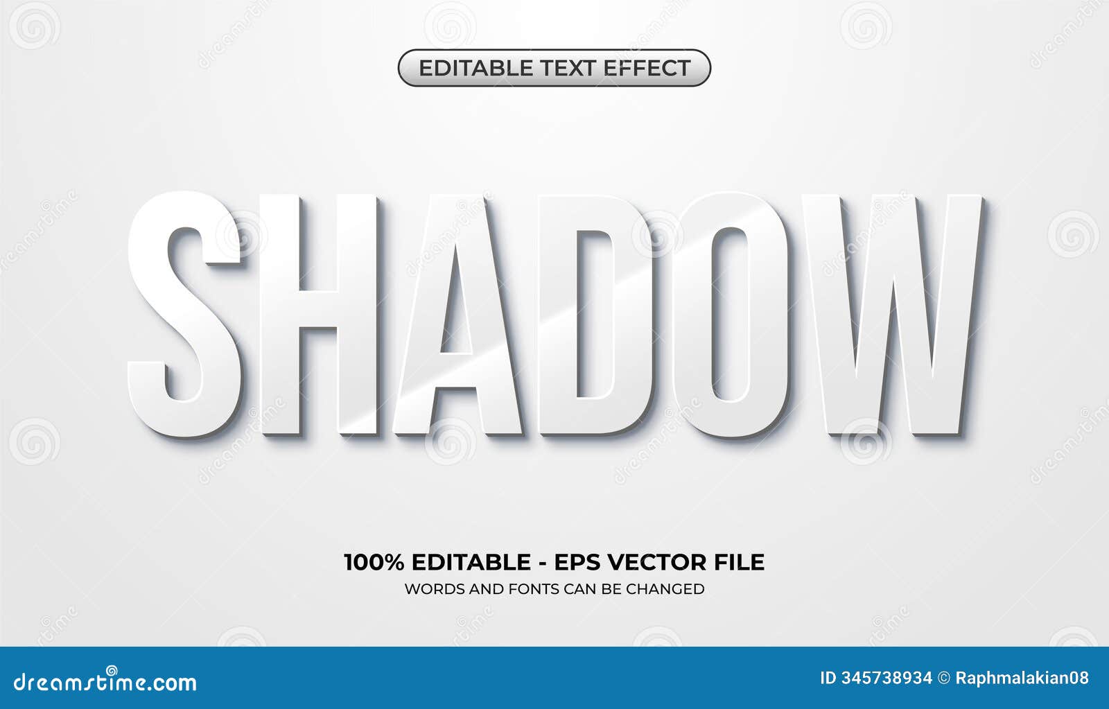 3d shadow text effect on a white background. editable bold white graphic styles
