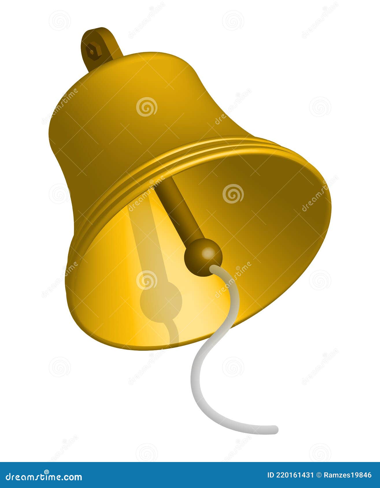 3d Ship Bell with Rope. Ringing Bell on Boat. Isometric Vector Stock