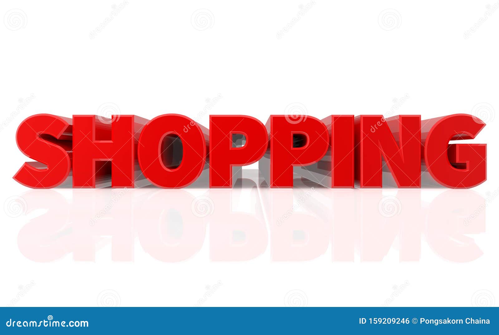 3D SHOPPING Word on White Background 3d Rendering Stock Illustration