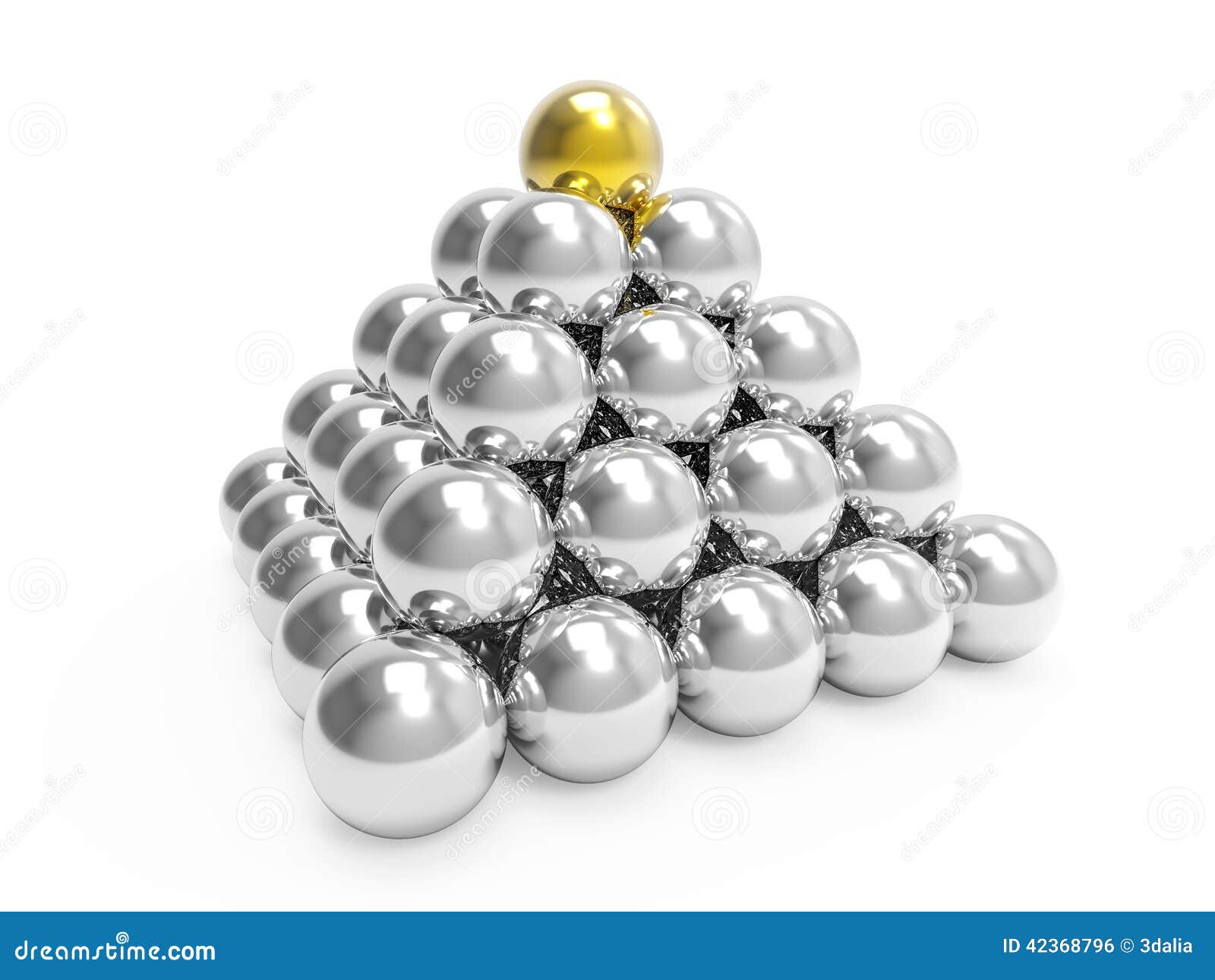 3d Silver pyramid with gold top