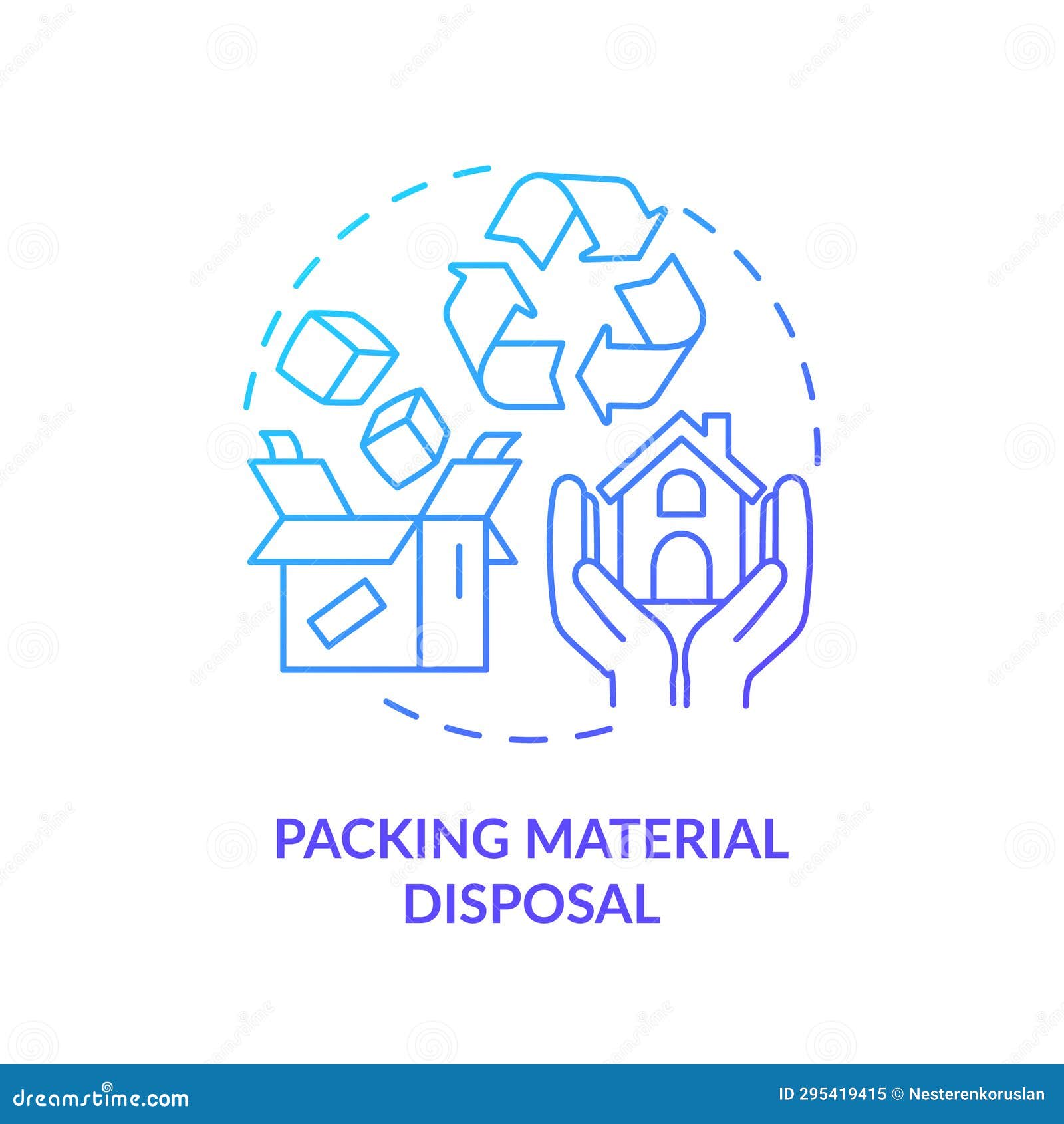 2D Simple Thin Linear Packing Material Disposal Gradient Icon Stock