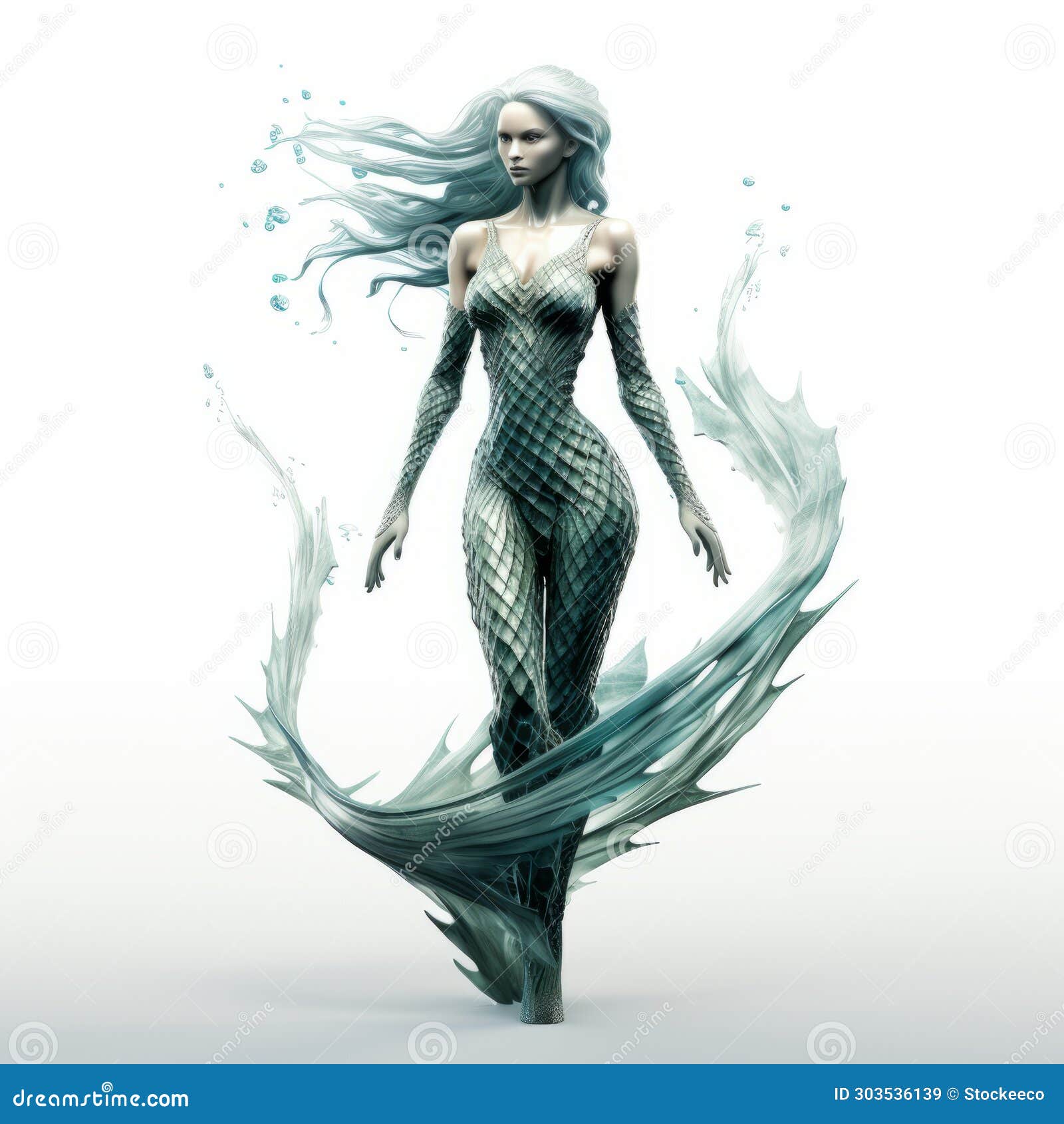 3d siren mermaid in gareth pugh style - xbox 360 graphics
