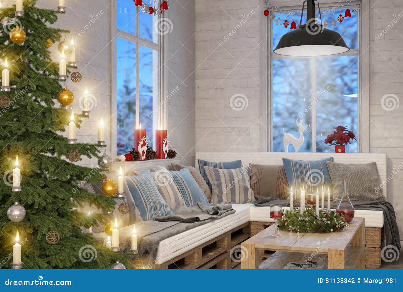 3d Skandinavische Ebene Weihnachten Stock Abbildung Illustration Von Weihnachten Skandinavische