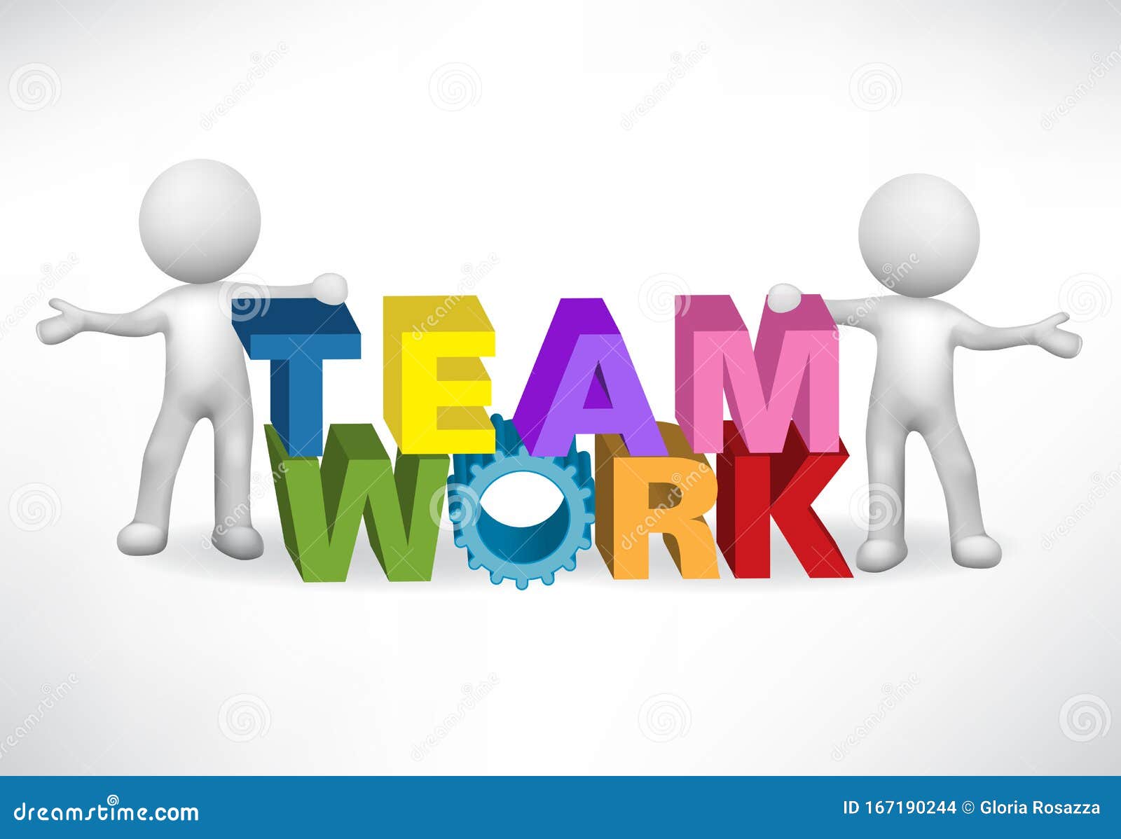 3d Small People with a Teamwork Word Stock Vector Illustration of