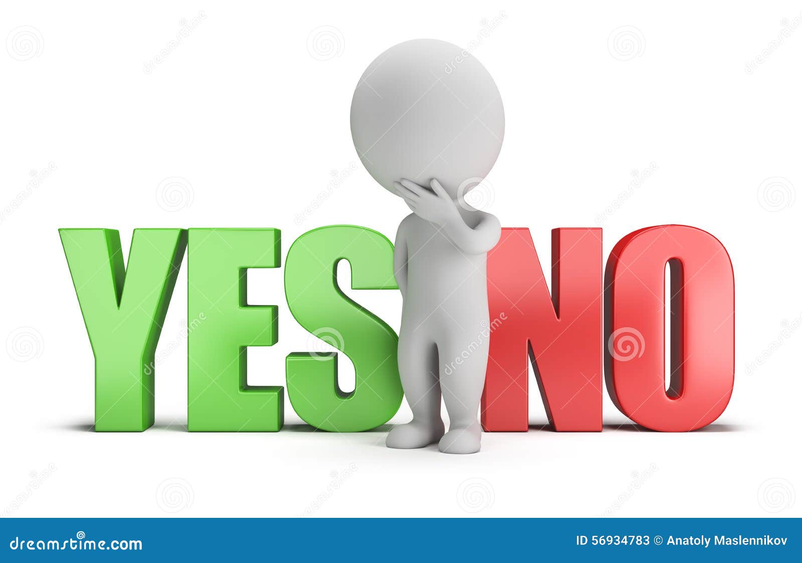 3d Small People - Yes or No Stock Illustration - Illustration of answer,  alternative: 56934783