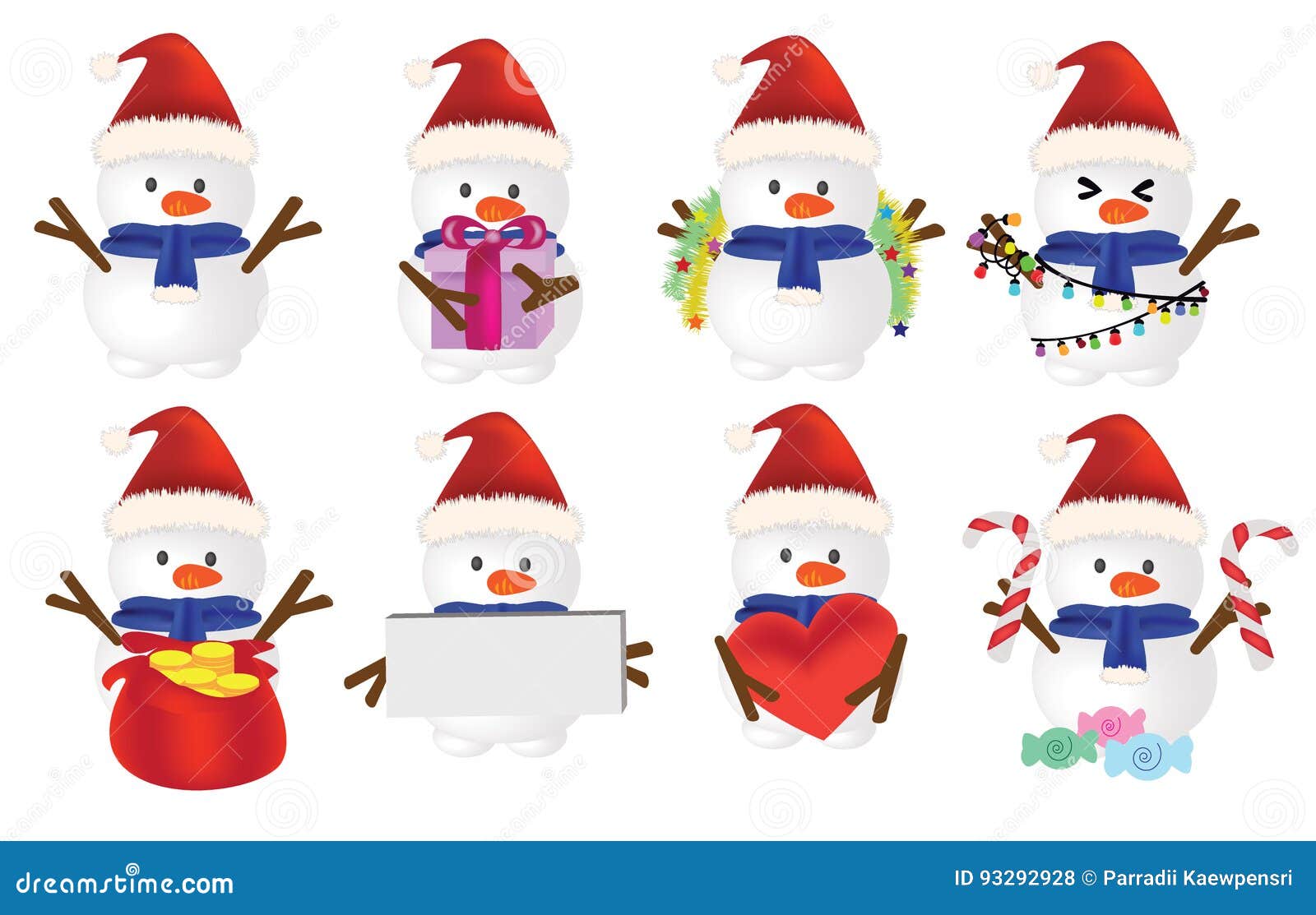 Download 3D Snowman set stock vector. Illustration of february ...