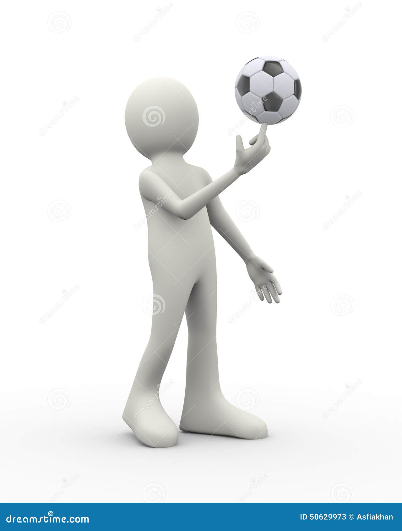 3d Soccer Player Balance Spinning Football Stock Illustration