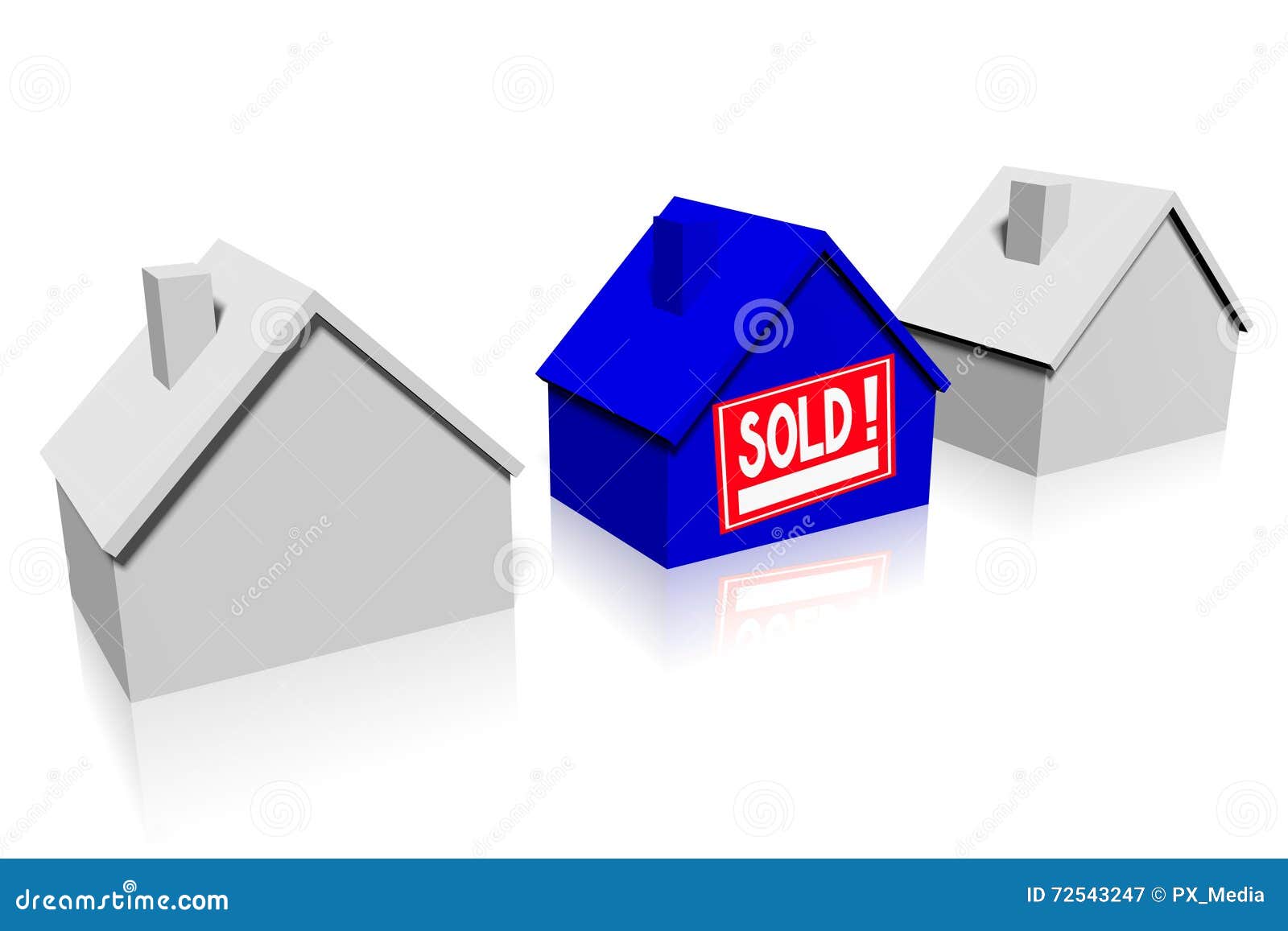 3D sold house concept stock illustration. Illustration of selling