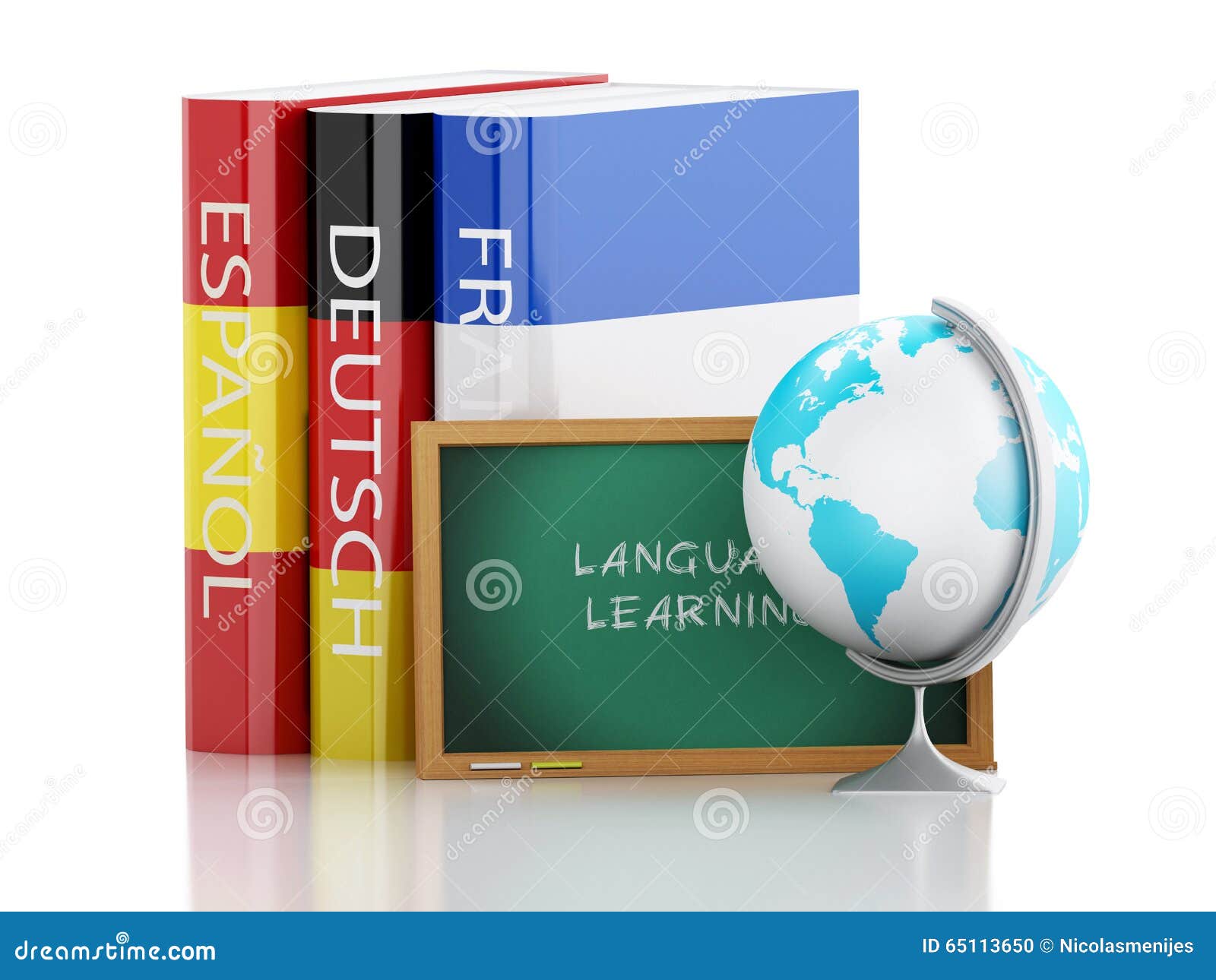 3d Stack of Dictionaries. Language Learning Stock Illustration