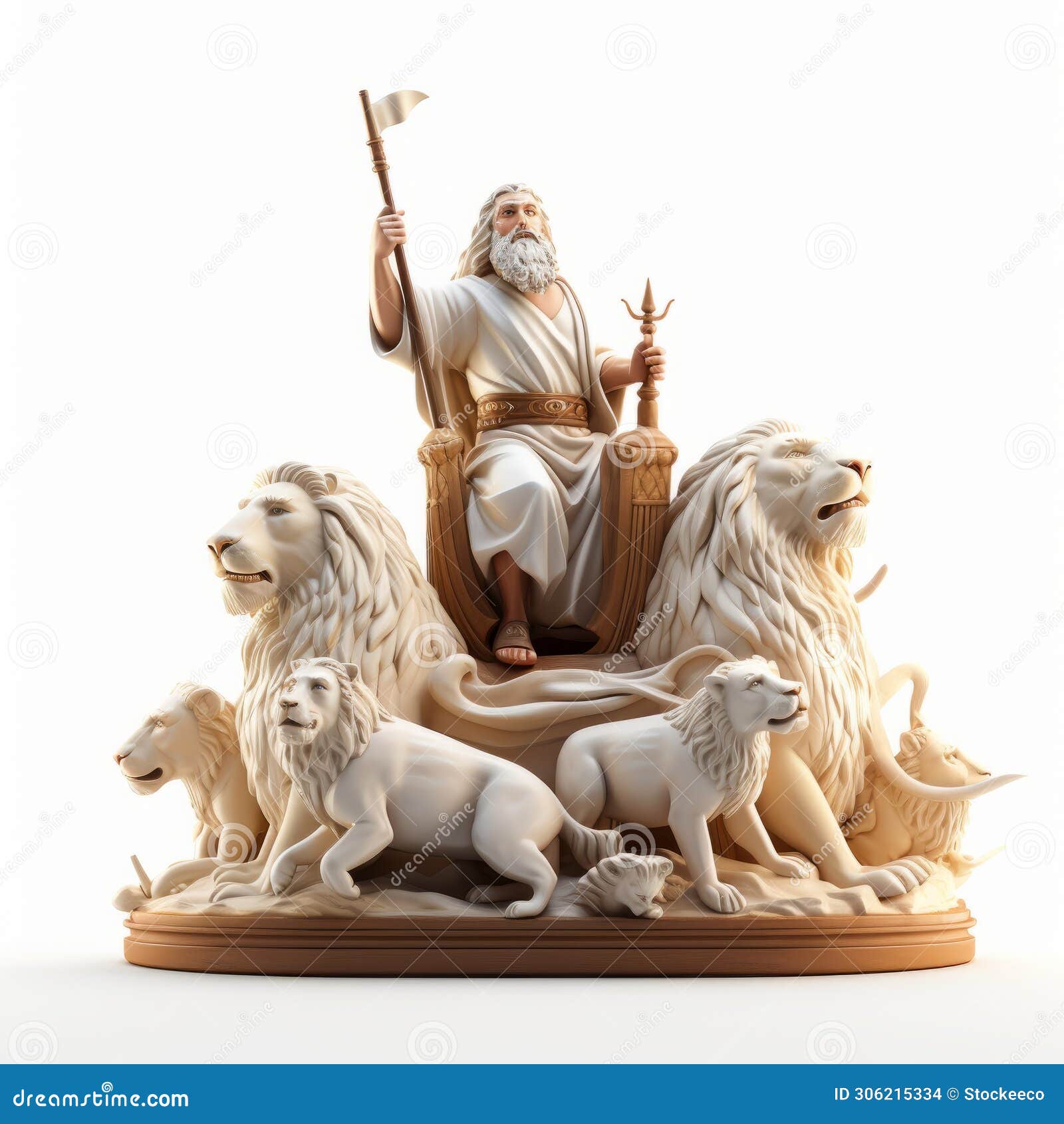 3d statue of jesus lion a detailed character  in light beige and white