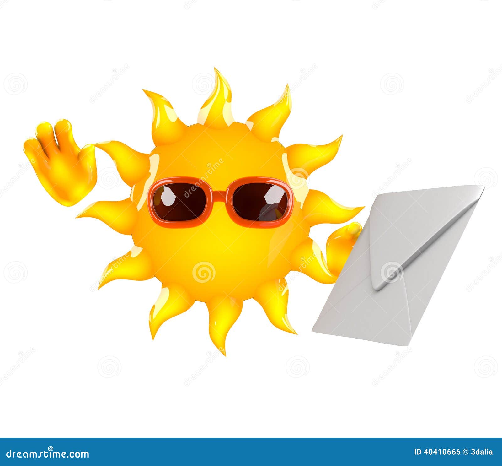 3d Sun mail stock illustration. Illustration of holiday 40410666