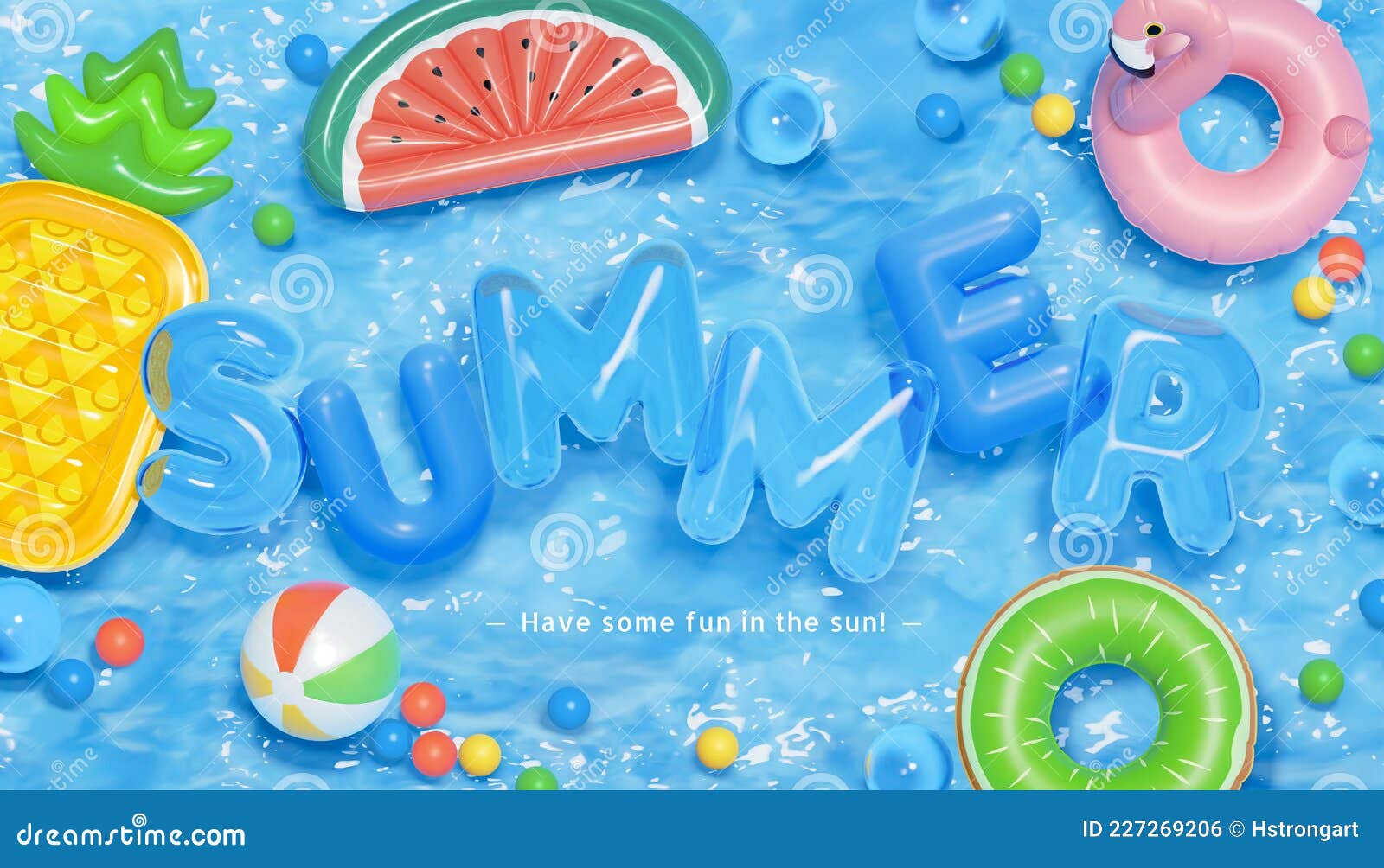 3d Swim Pool Party Background Vector Illustration | CartoonDealer.com