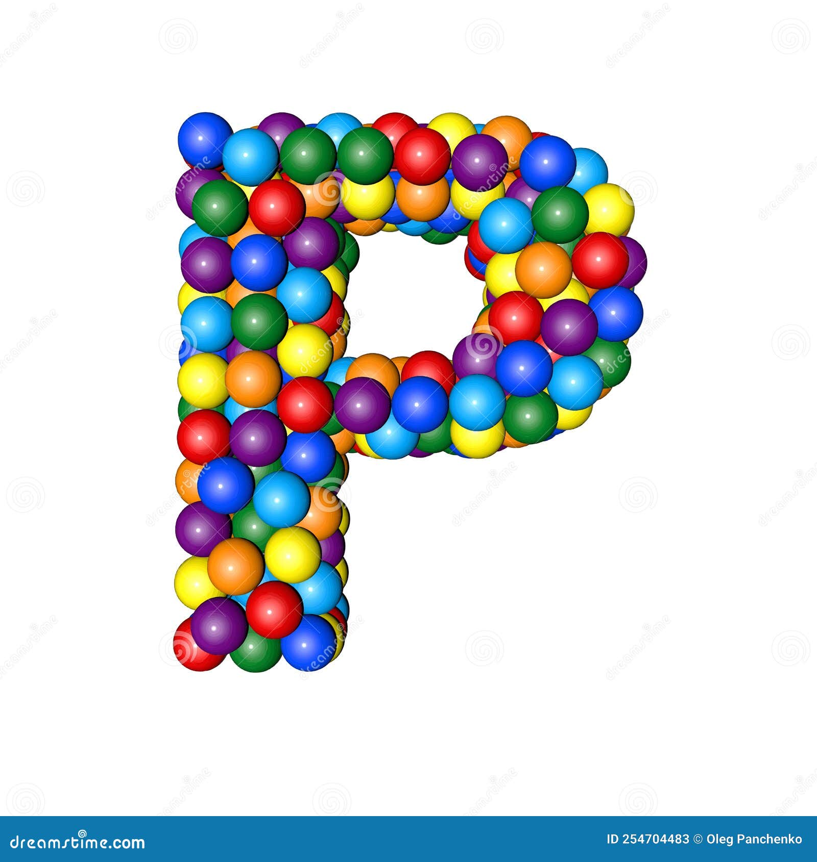 Symbol from Balls of Rainbow Colors. Letter P Stock Vector