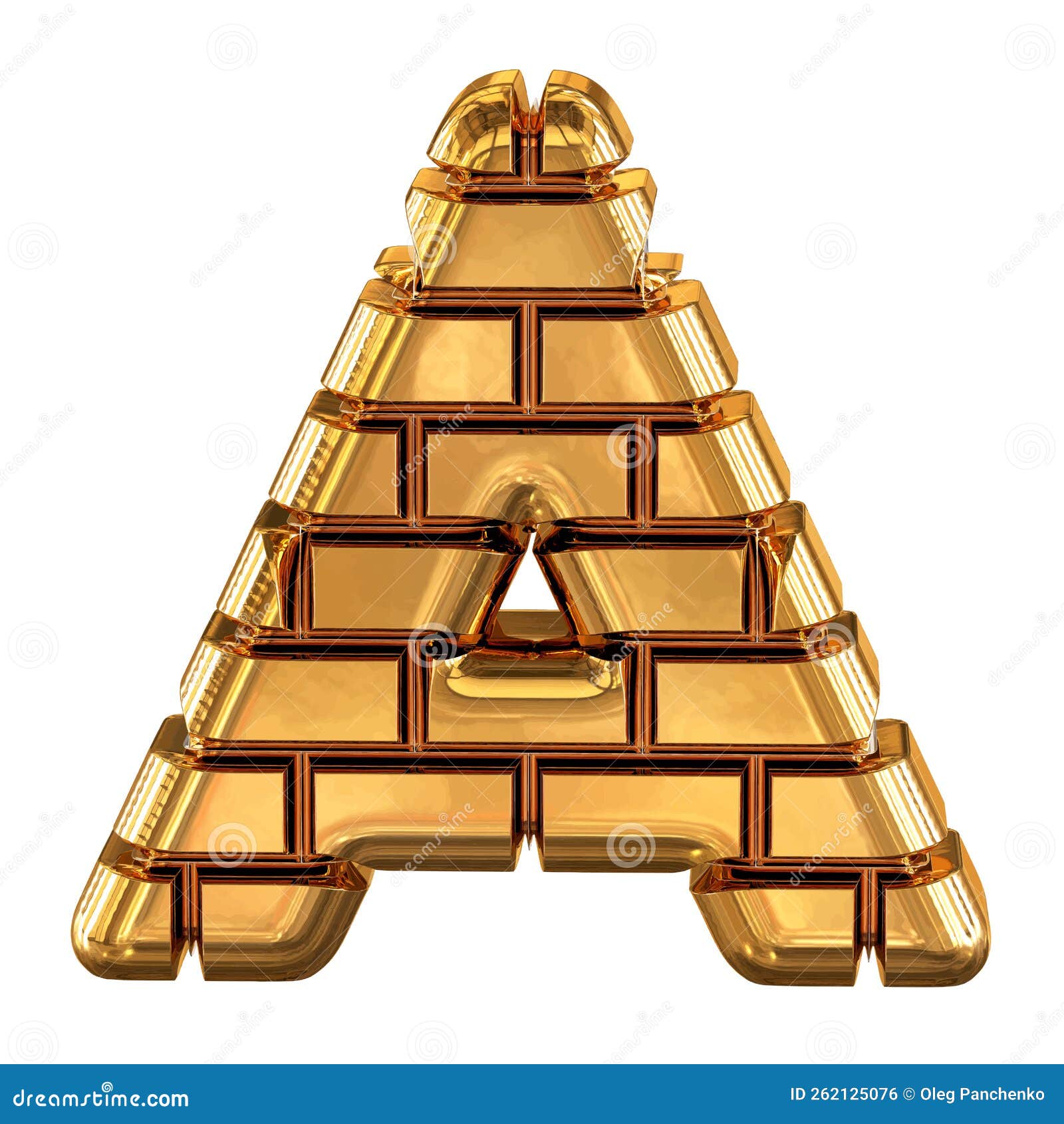 The 3d Symbol Made of Gold Bricks. Letter a Stock Vector Illustration