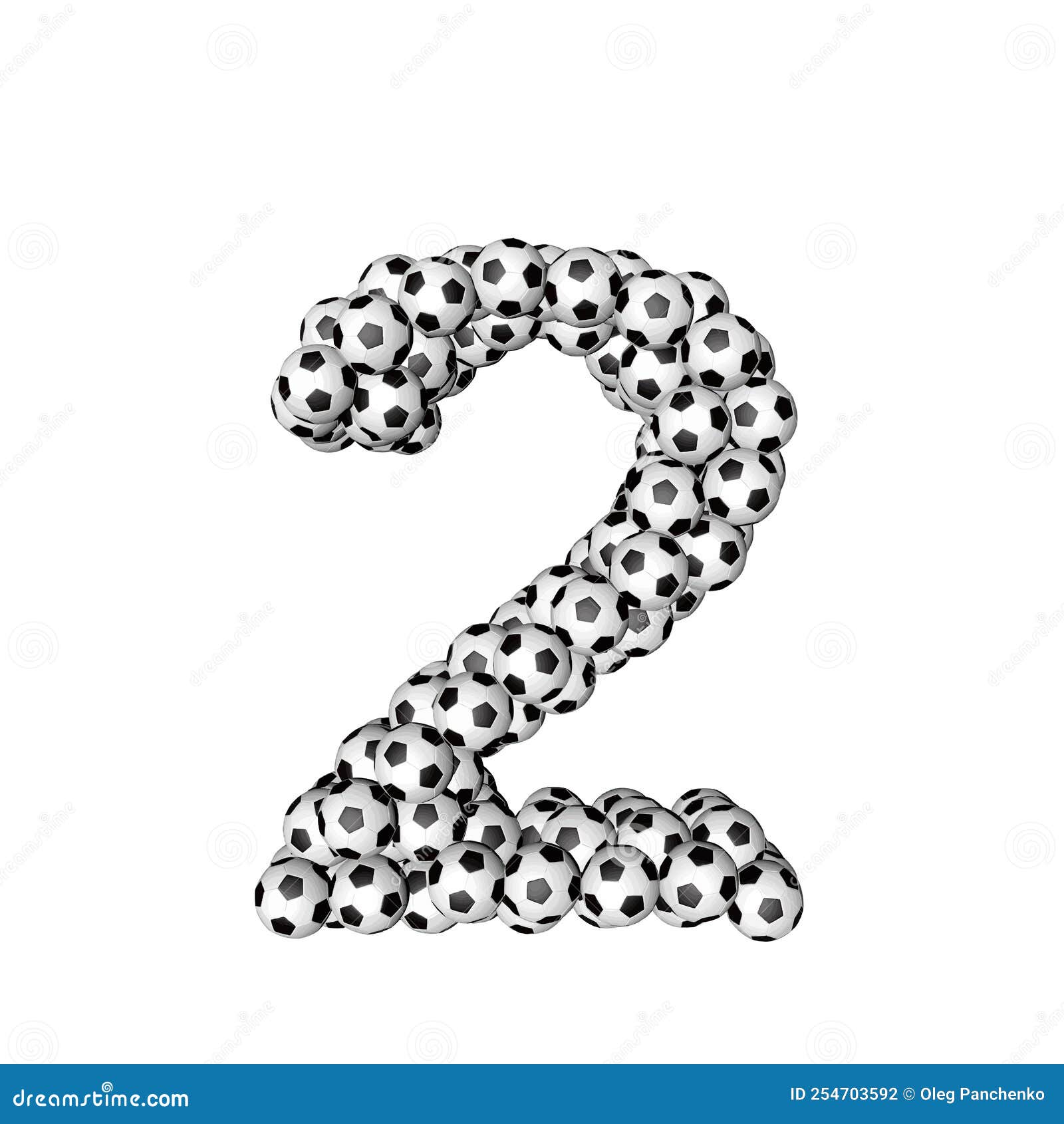 Symbol Made from Soccer Balls. Number 2 Stock Vector - Illustration of ...