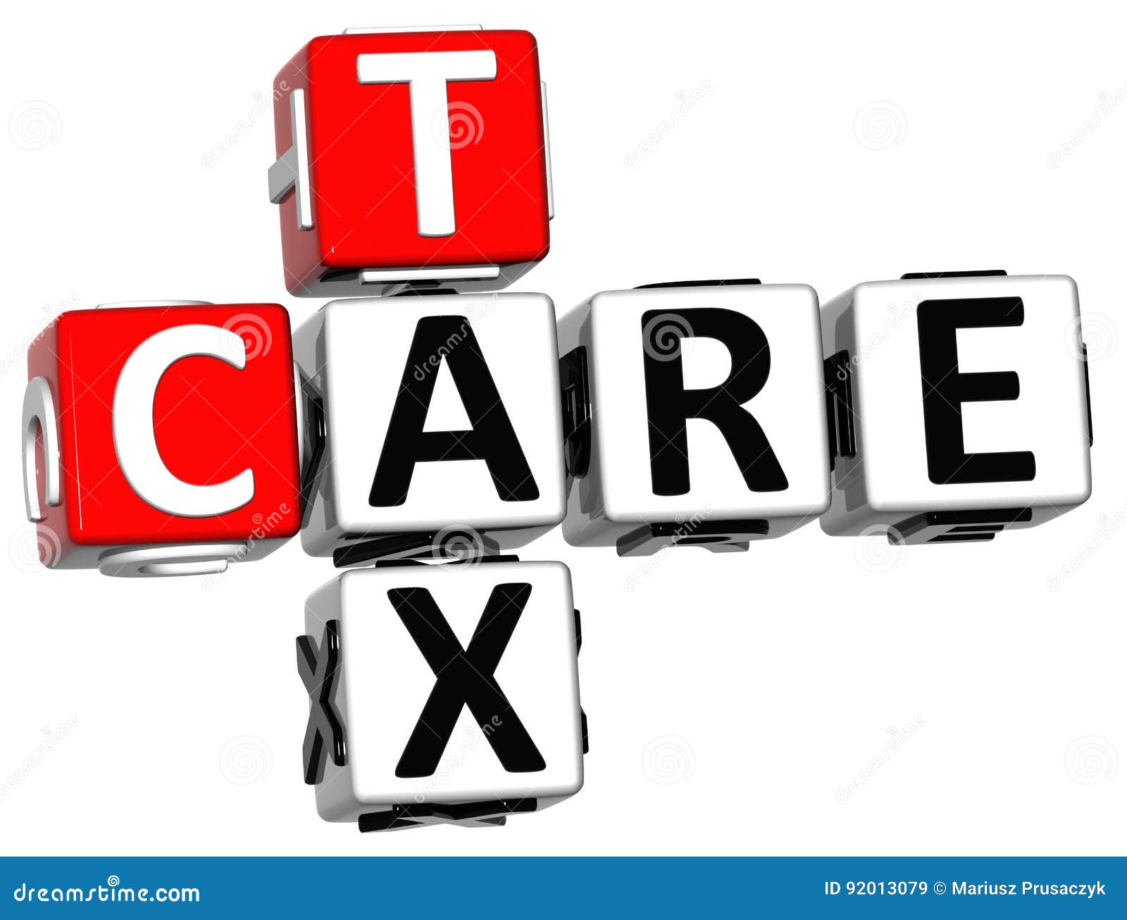 3D Tax Care Crossword text stock image. Image of creative