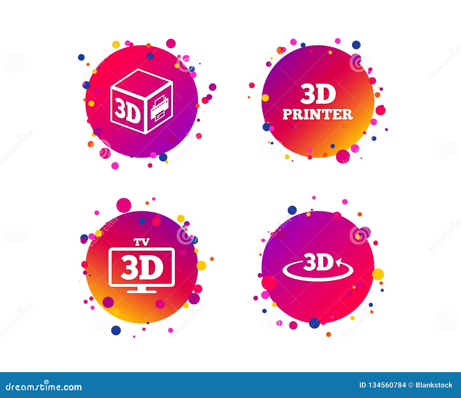 Download 3d Technology Icons. Printer, Rotation Arrow. Vector Stock Vector - Illustration of colorful ...