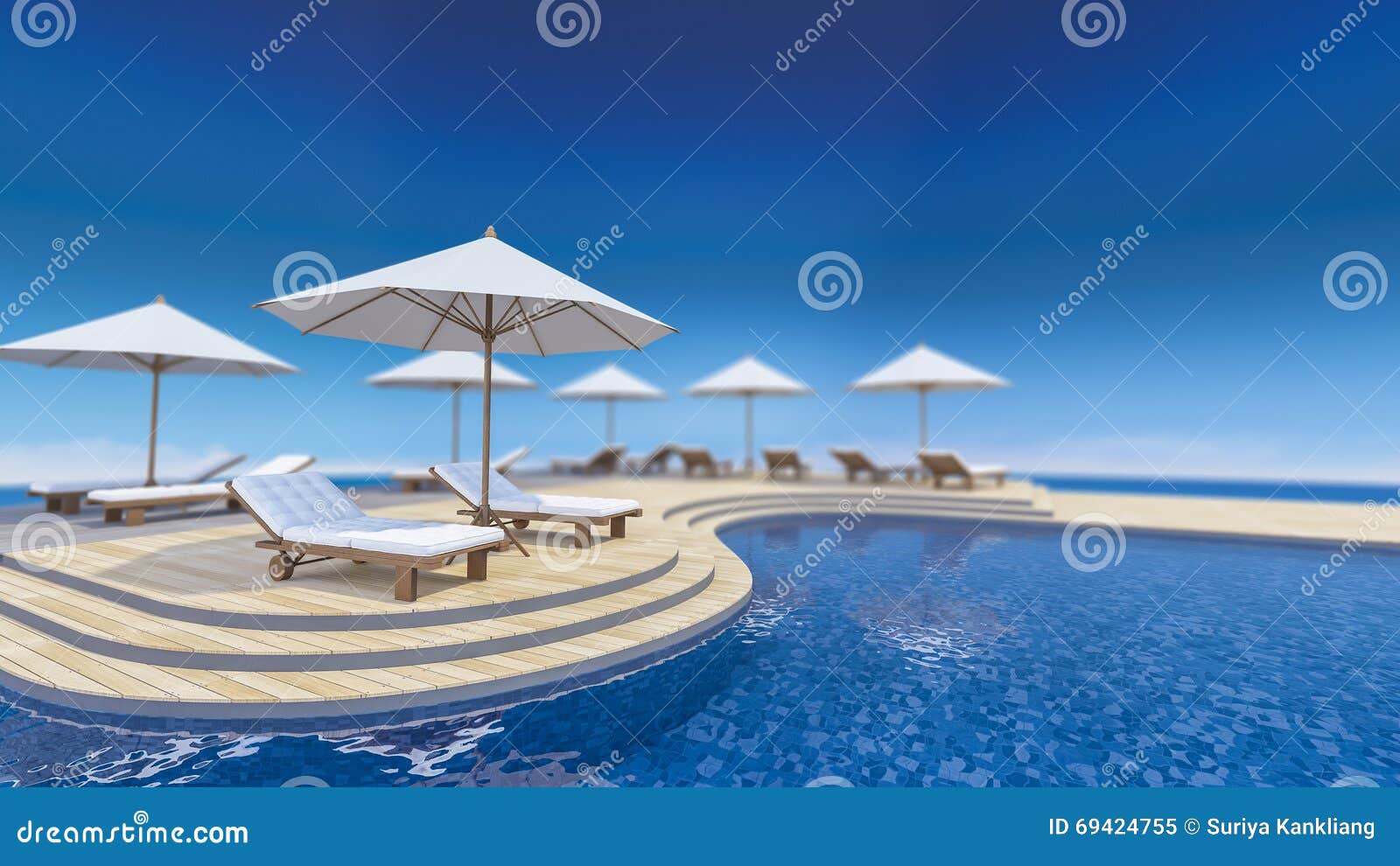 3d terrace sea view