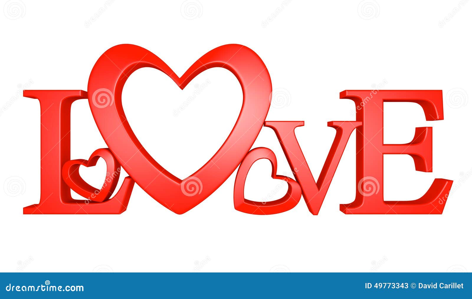 3D Text of the Word Love with One Letter Forming a Heart Shape ...