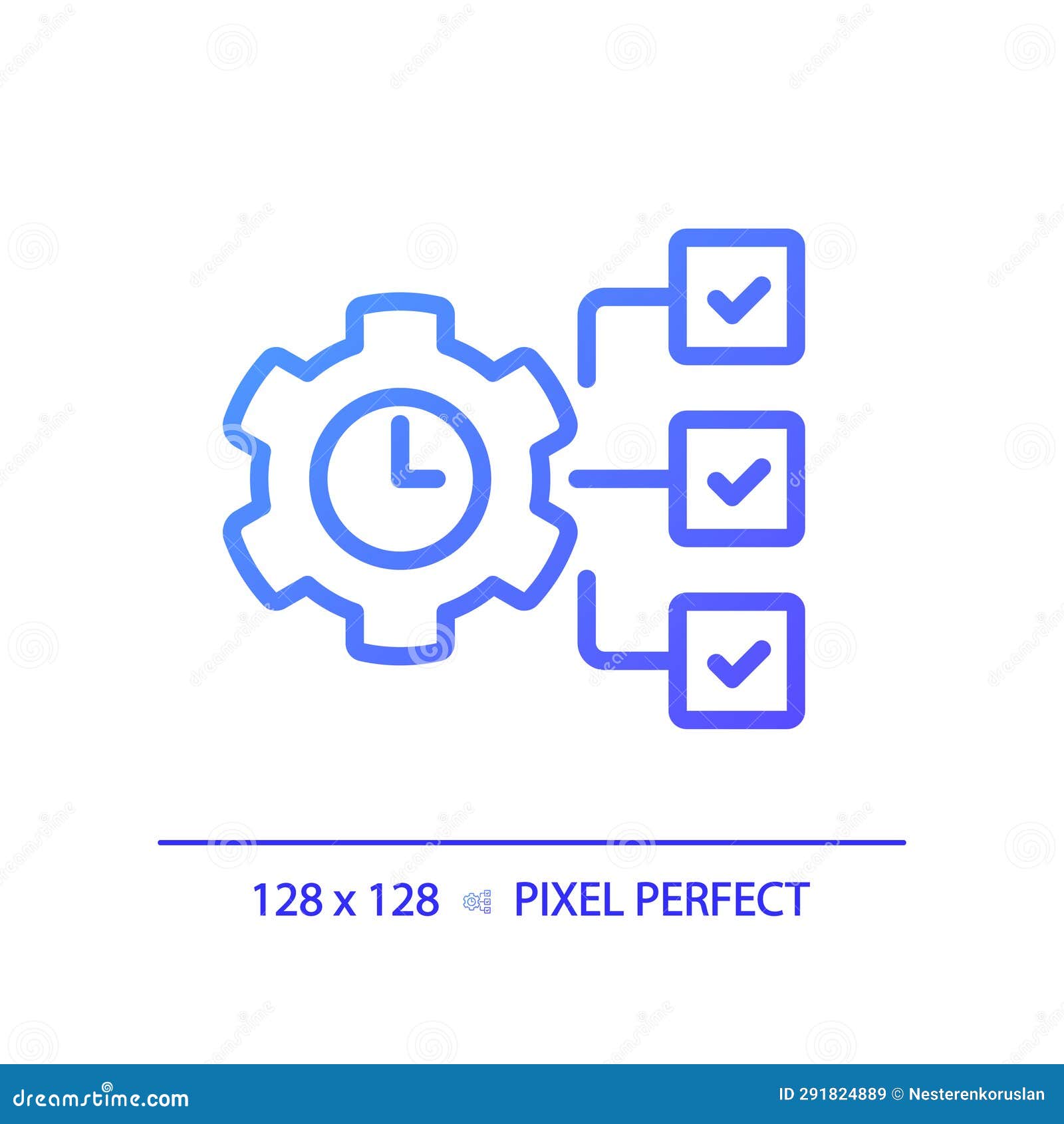 2D Thin Linear Gradient Time Management Icon Stock Illustration