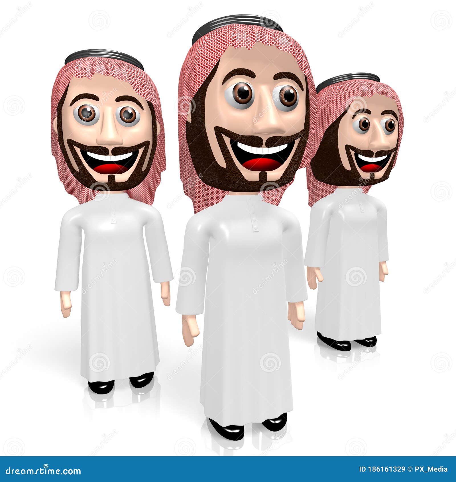 3D Three Arabs - Funny Cartoon Character Stock Illustration - Illustration  of smiling, arab: 186161329