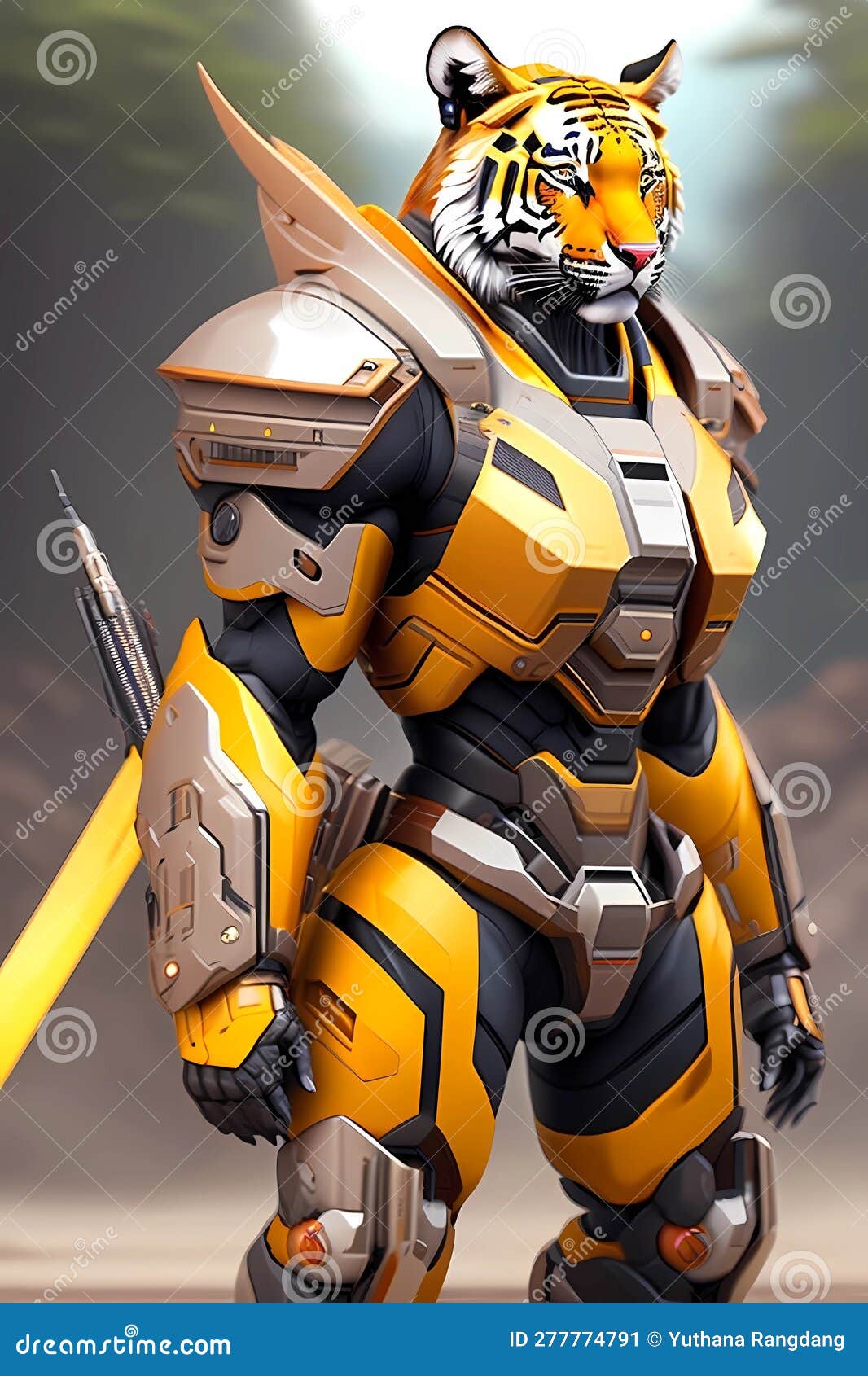 3d Tiger Modern Anime Style Art , Generate by Ai Stock Illustration