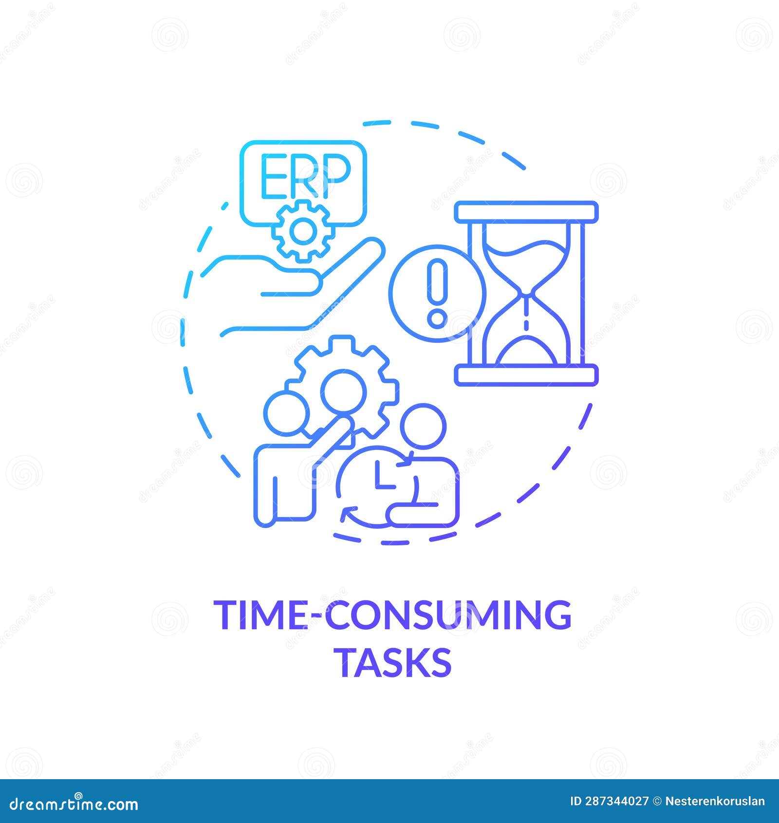2d time consuming tasks line icon concept
