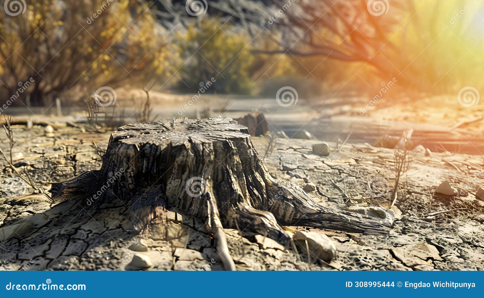 3d tree stump in desert style of cryengine