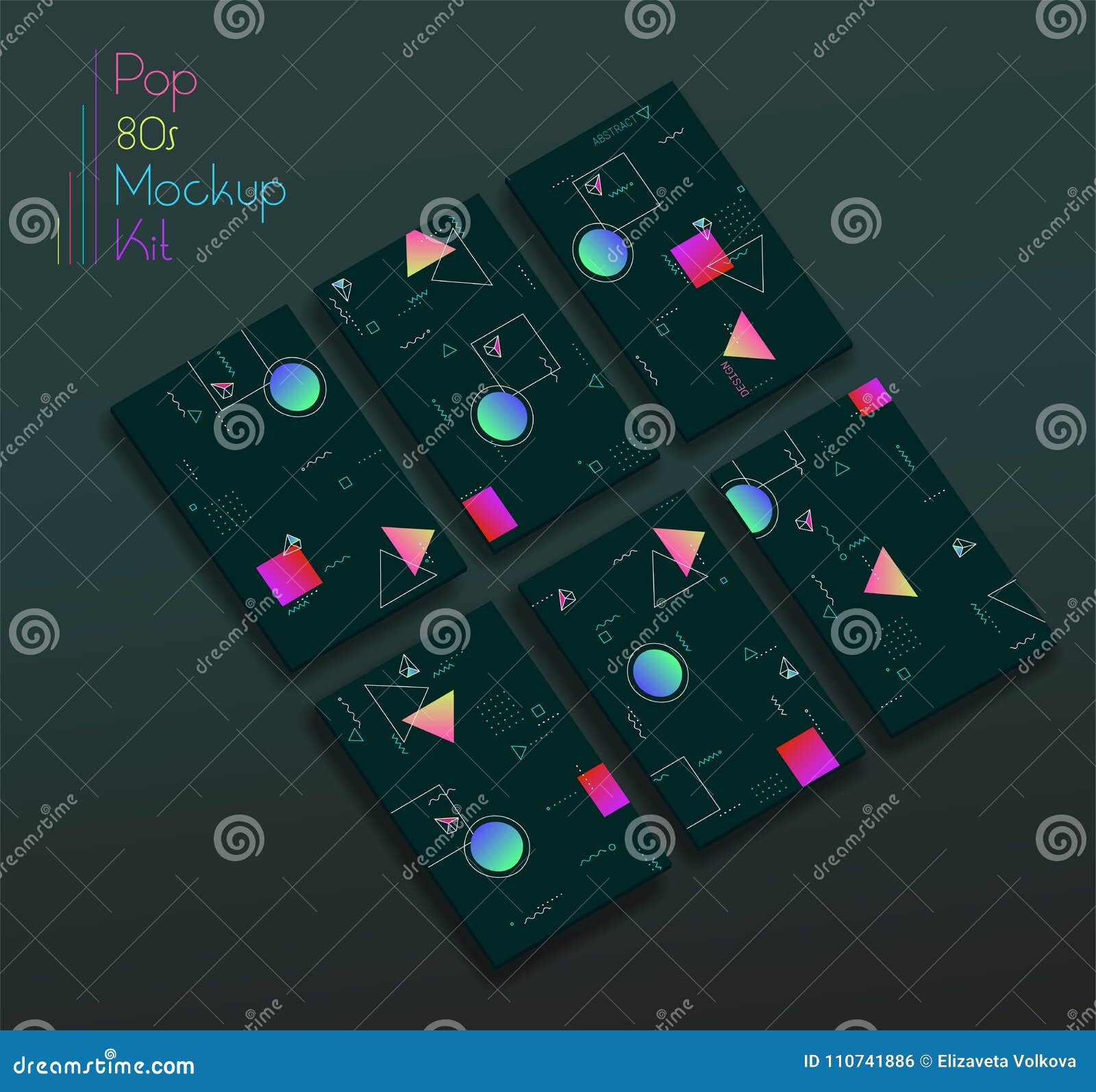 Abstract Geometric Ui Screens 3d Mockups Stock Vector Illustration