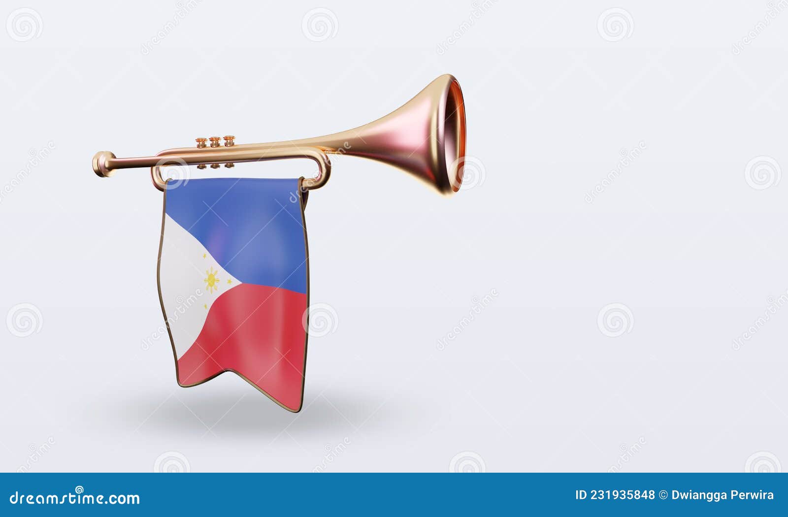 3d Trumpet Philippines Flag Rendering Right View Stock Illustration