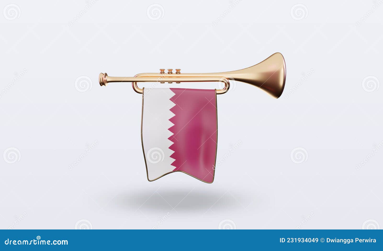 3d Trumpet Qatar Flag Rendering Front View Stock Illustration Illustration of render, alarm