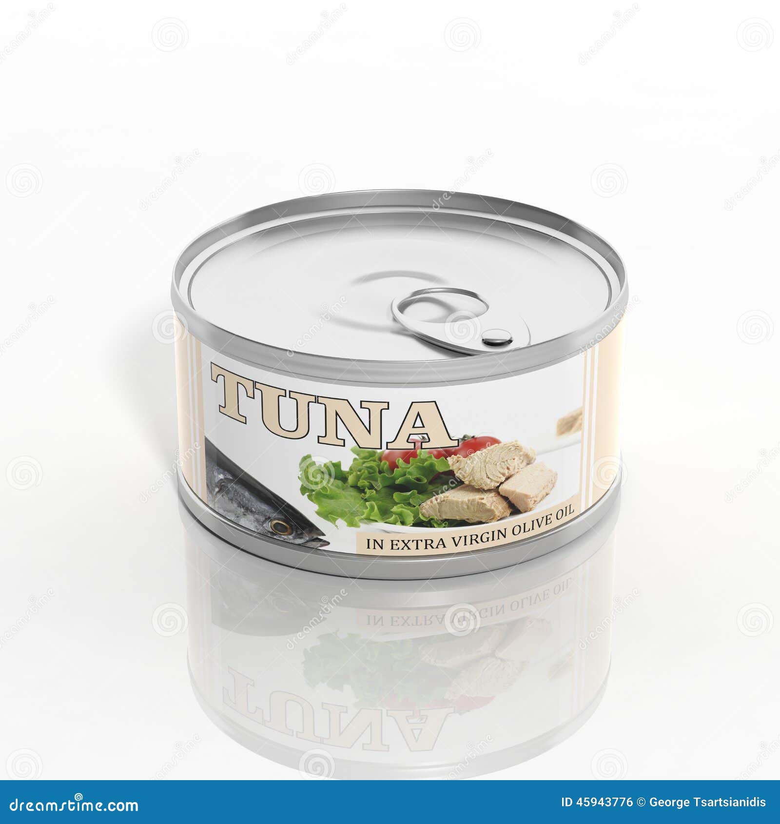 3D tuna metallic can stock illustration. Illustration of shopping