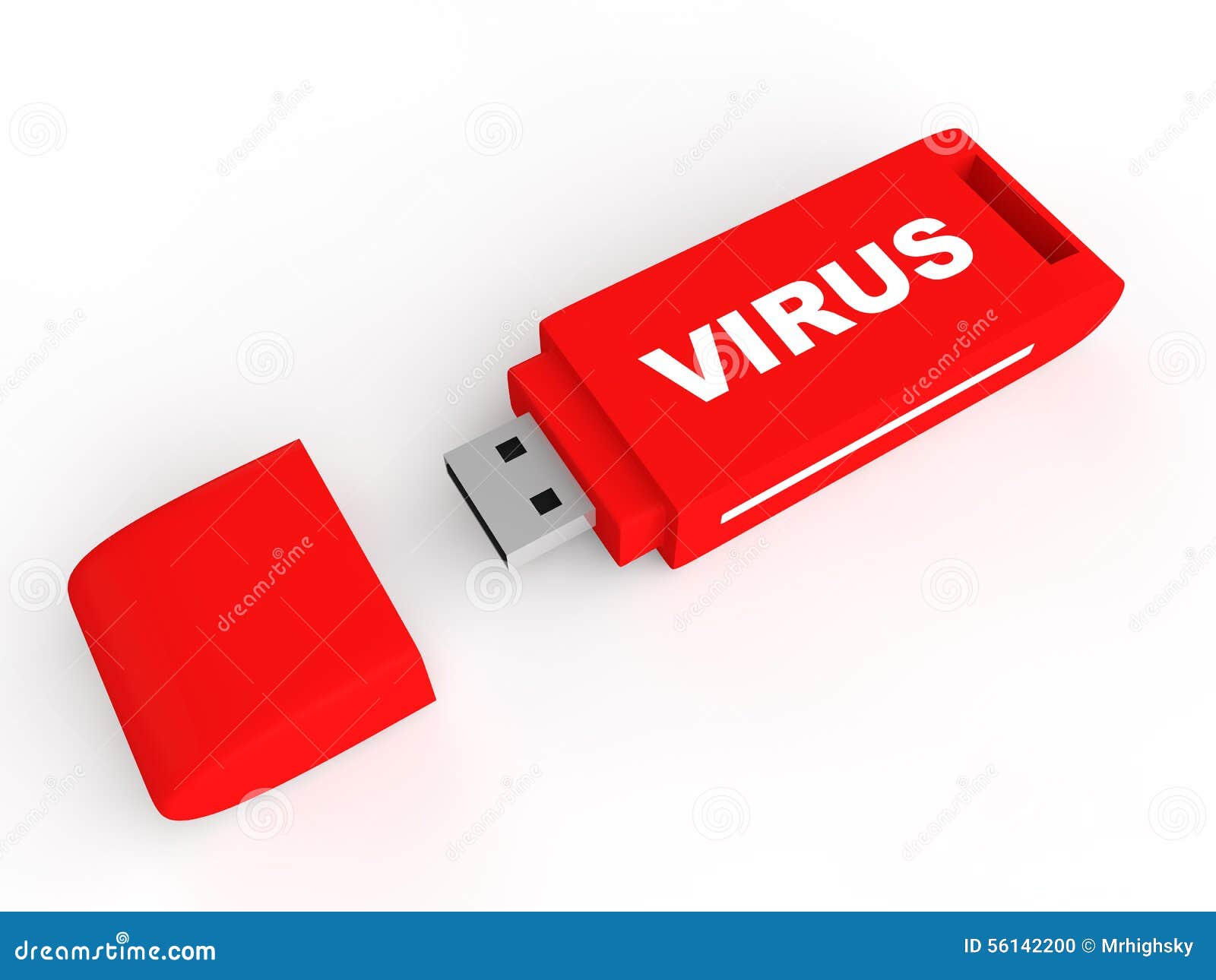 3d USB Flash Drive with Virus Text Stock Illustration Illustration of
