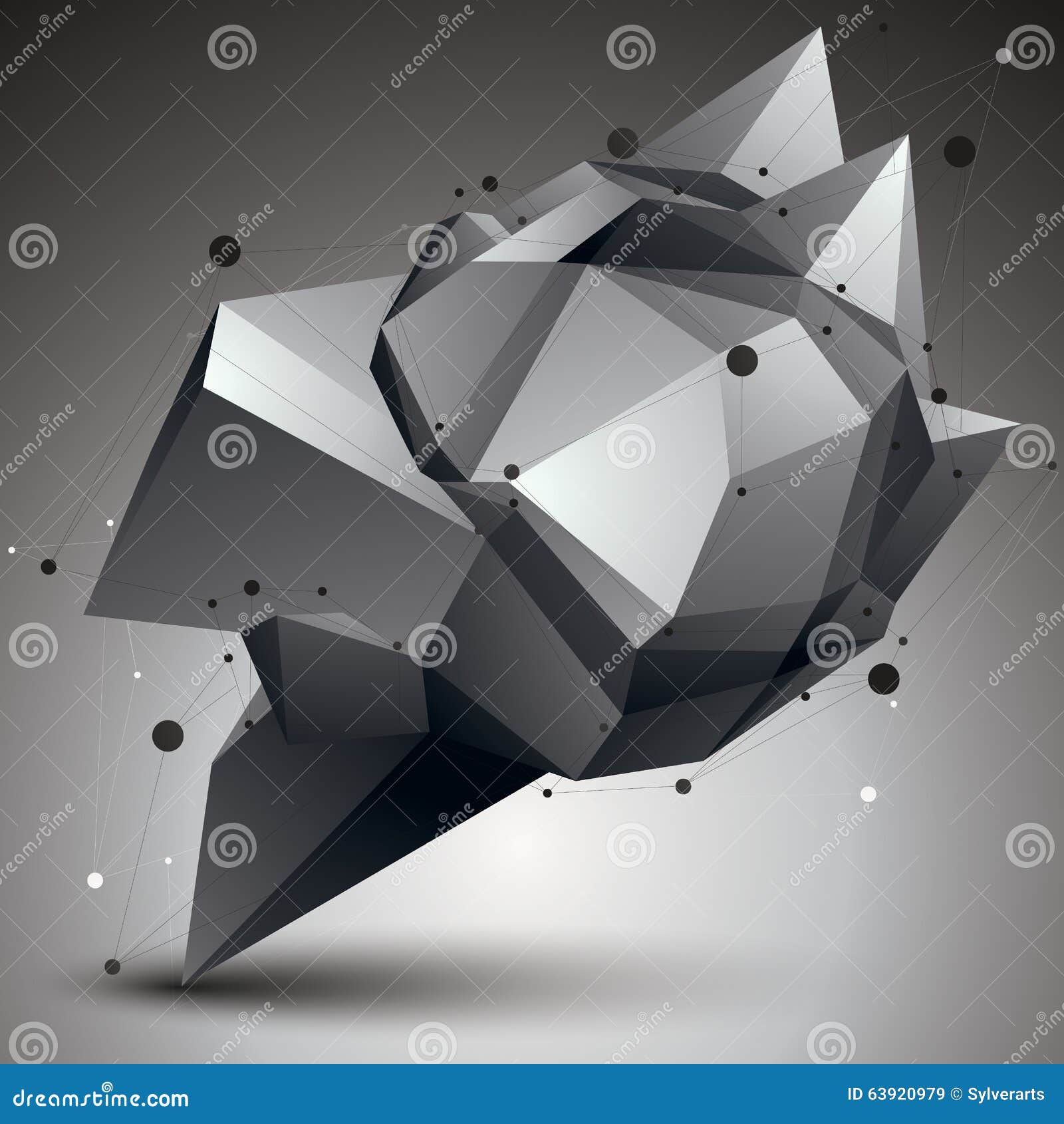 3d  abstract  object, polygonal complicated figure w
