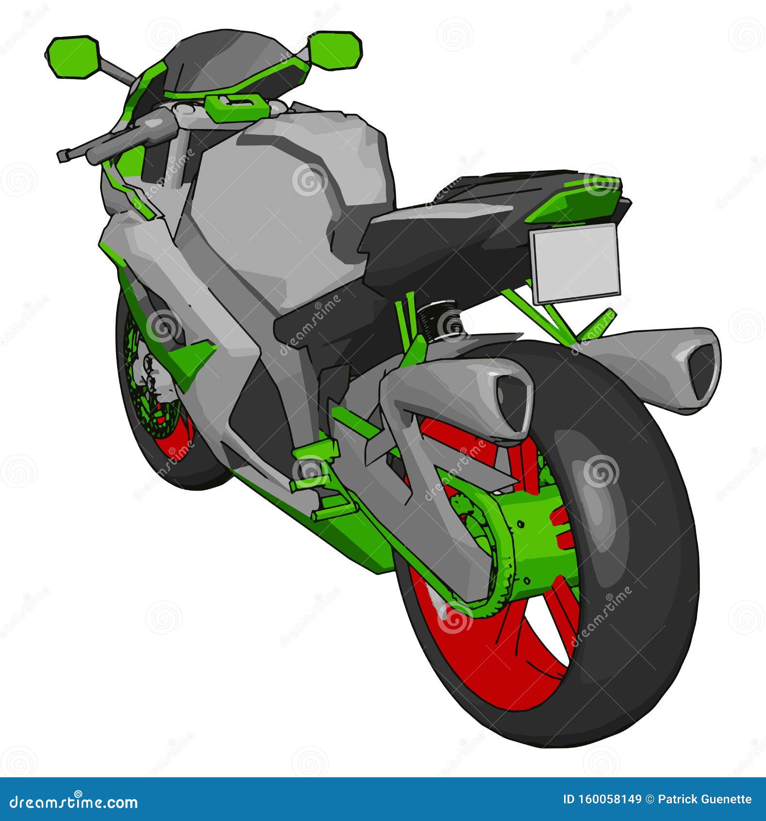 Download 3D Vector Illustration Of A Grey Red And Green Motorcycle Stock Vector - Illustration of black ...