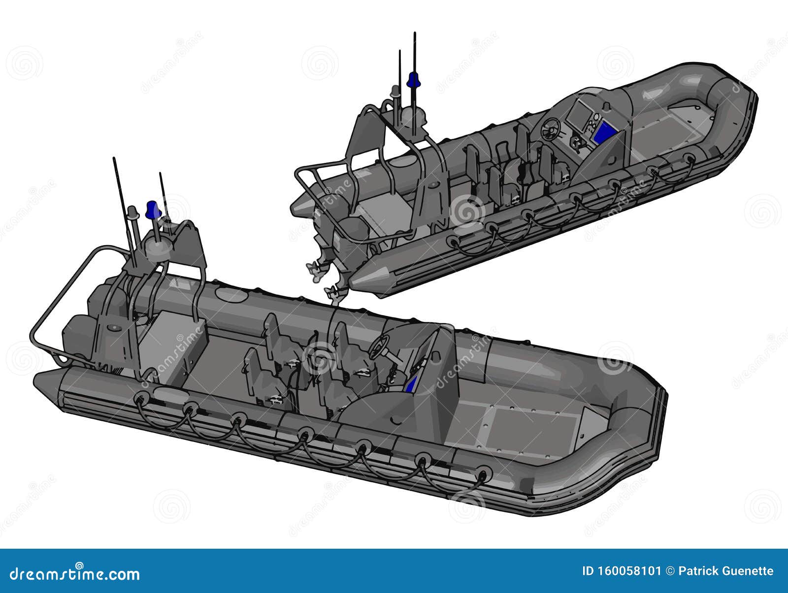3D Vector Illustration of Two Military Inflatable Boats Stock Vector -  Illustration of special, army: 160058101
