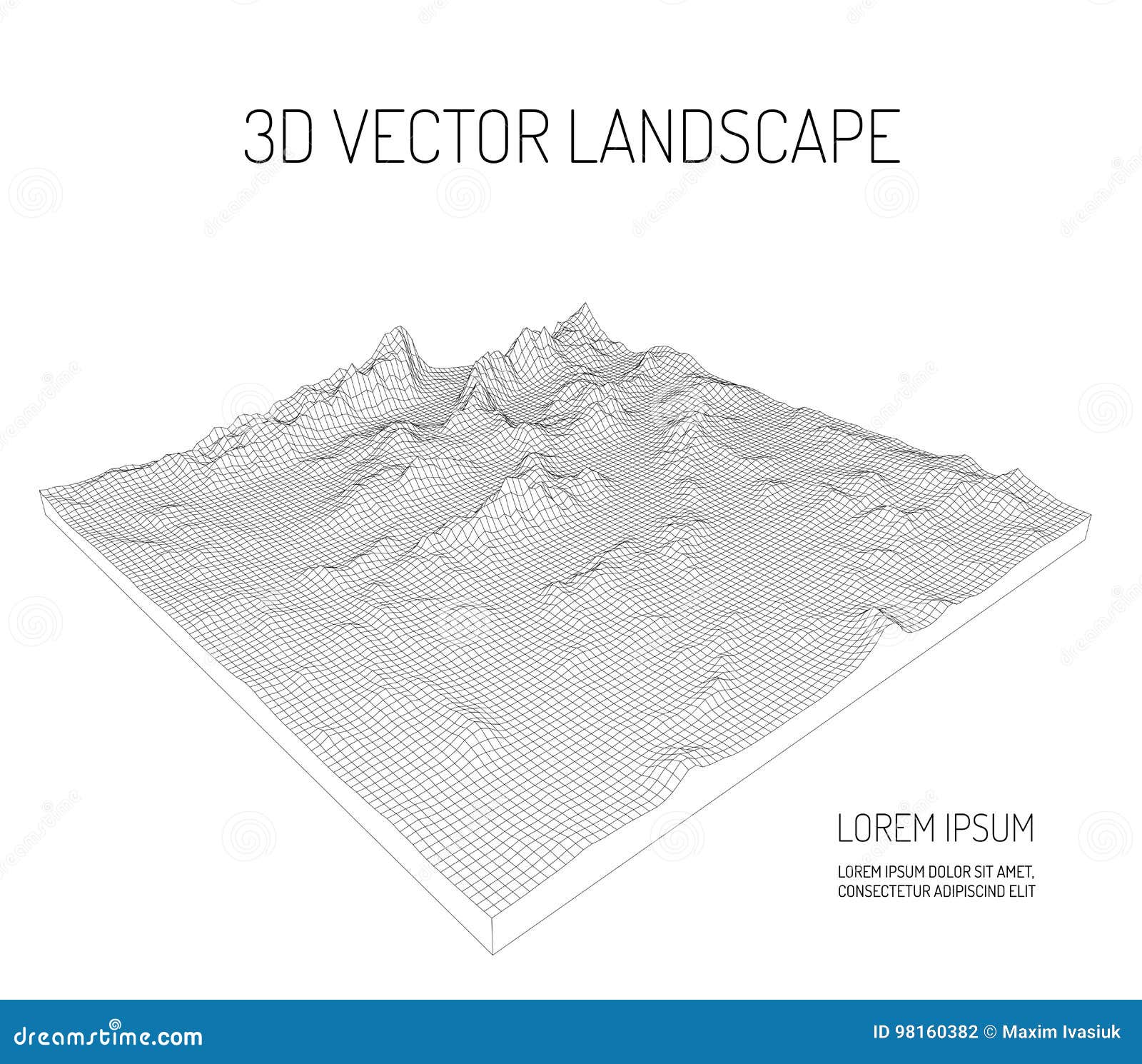 3D Vector Landscape. Contour Stock Illustration - Illustration of