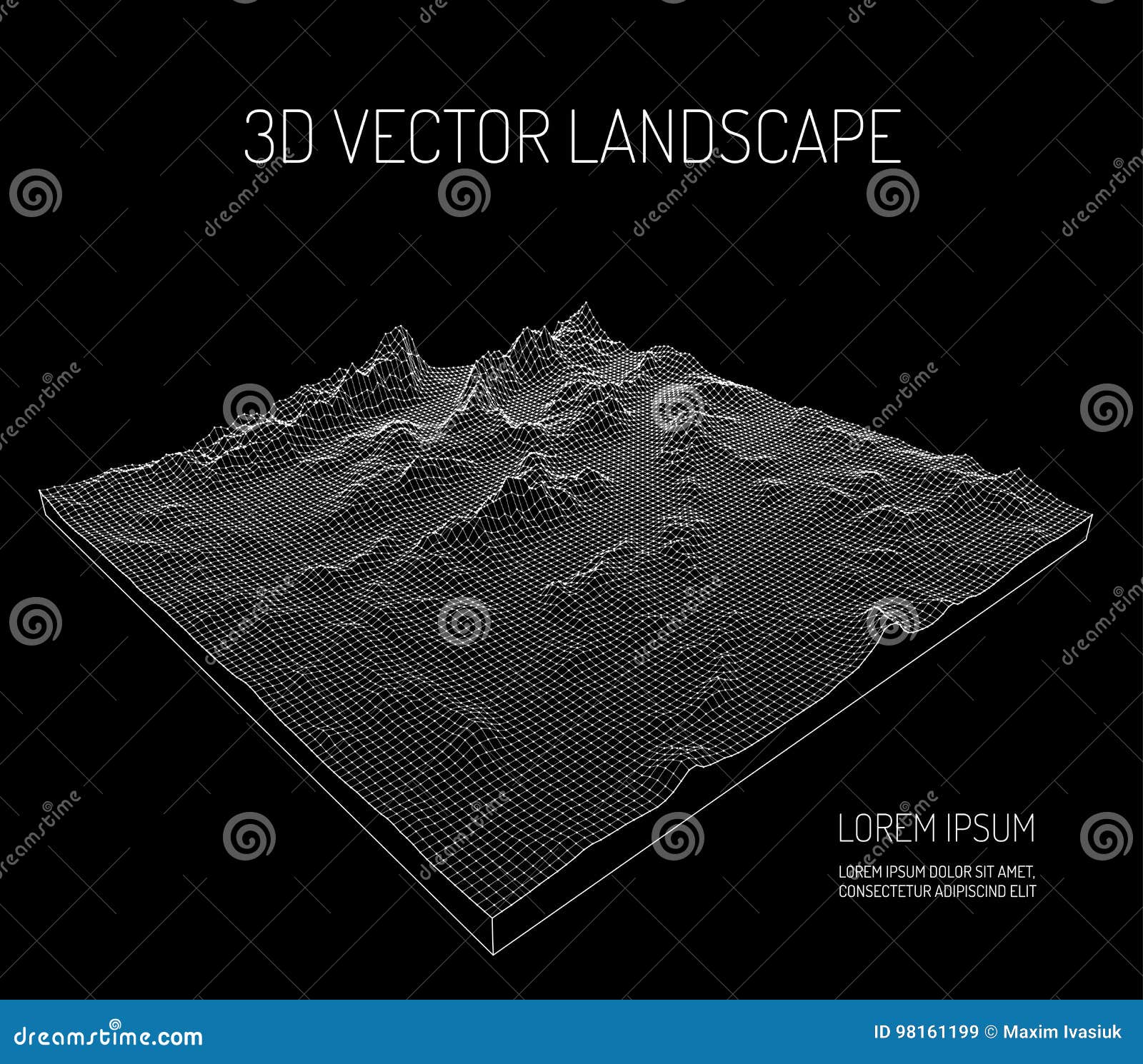 3D Vector Landscape. Contour Stock Illustration - Illustration of