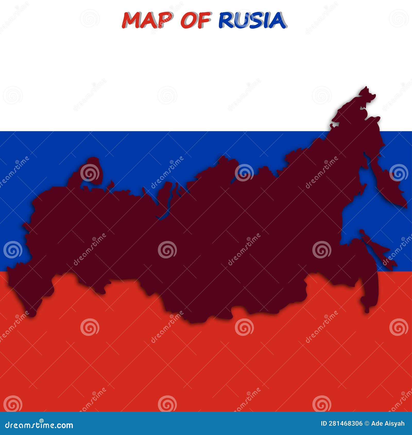 3d  map of rusia with flag background