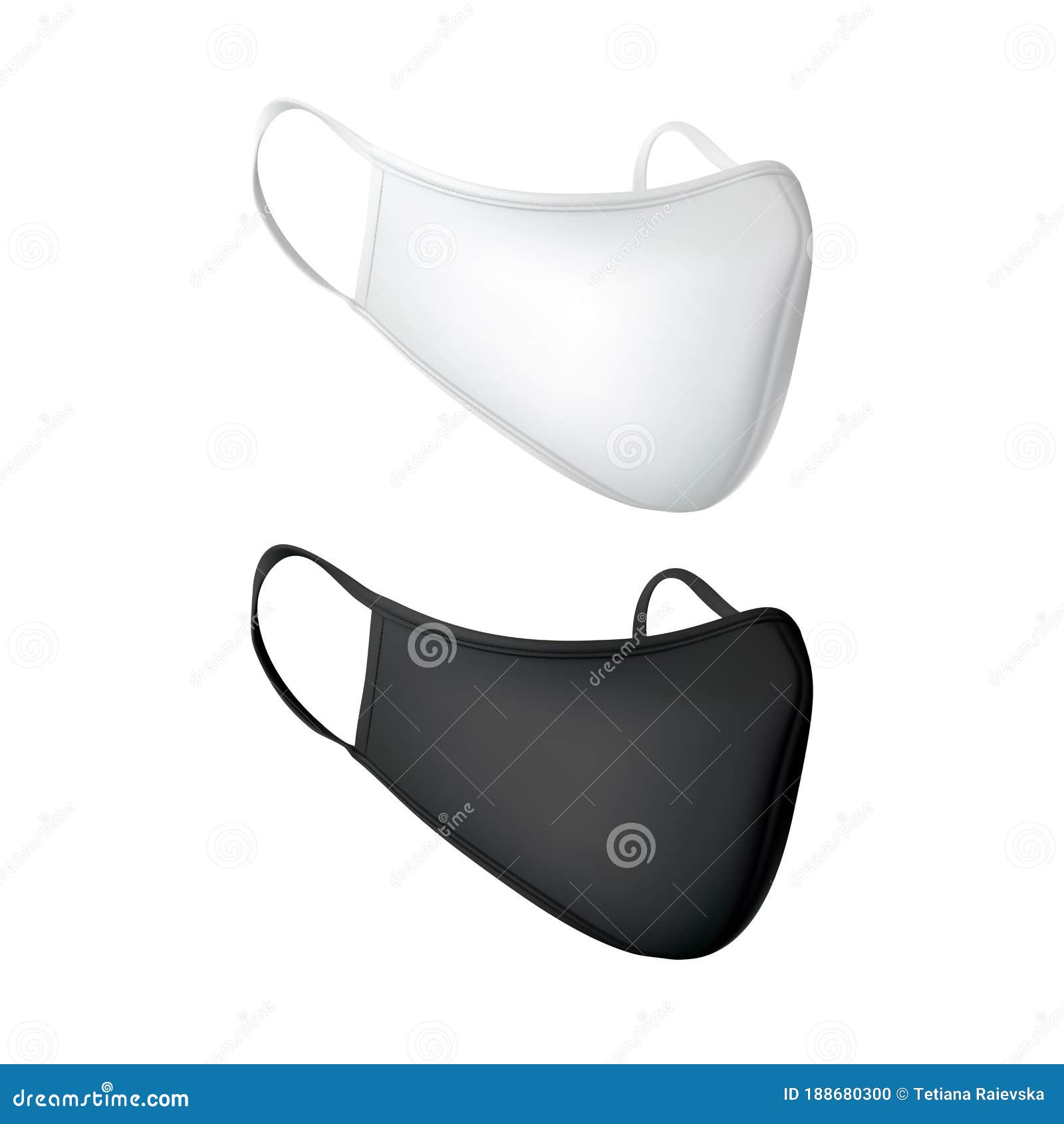 Download 3d Vector Safety Breathing Mask, Two Face Mask Black And White Color Isolated On White ...