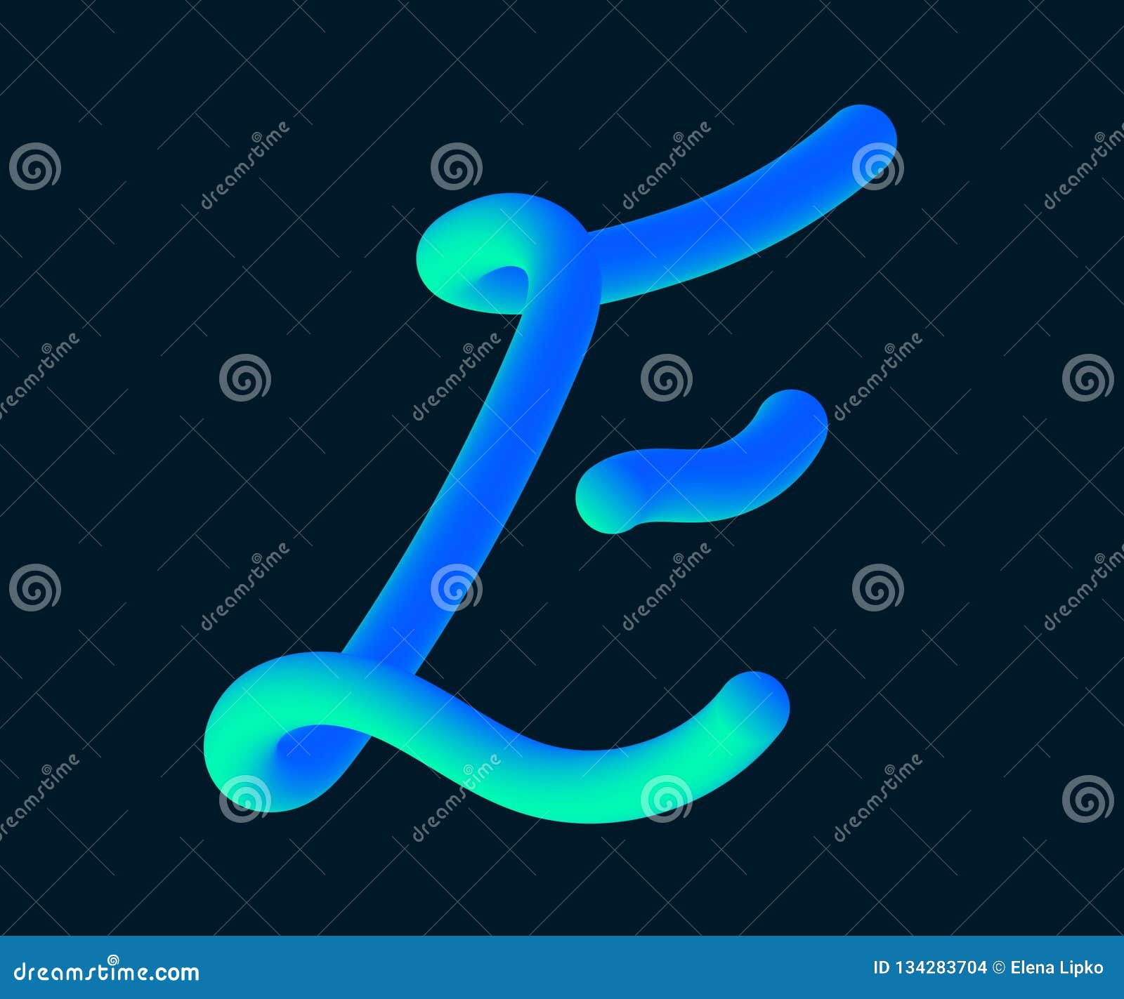 3d Vector Tube Of The Letter E Stock Vector Illustration Of Neon Headline