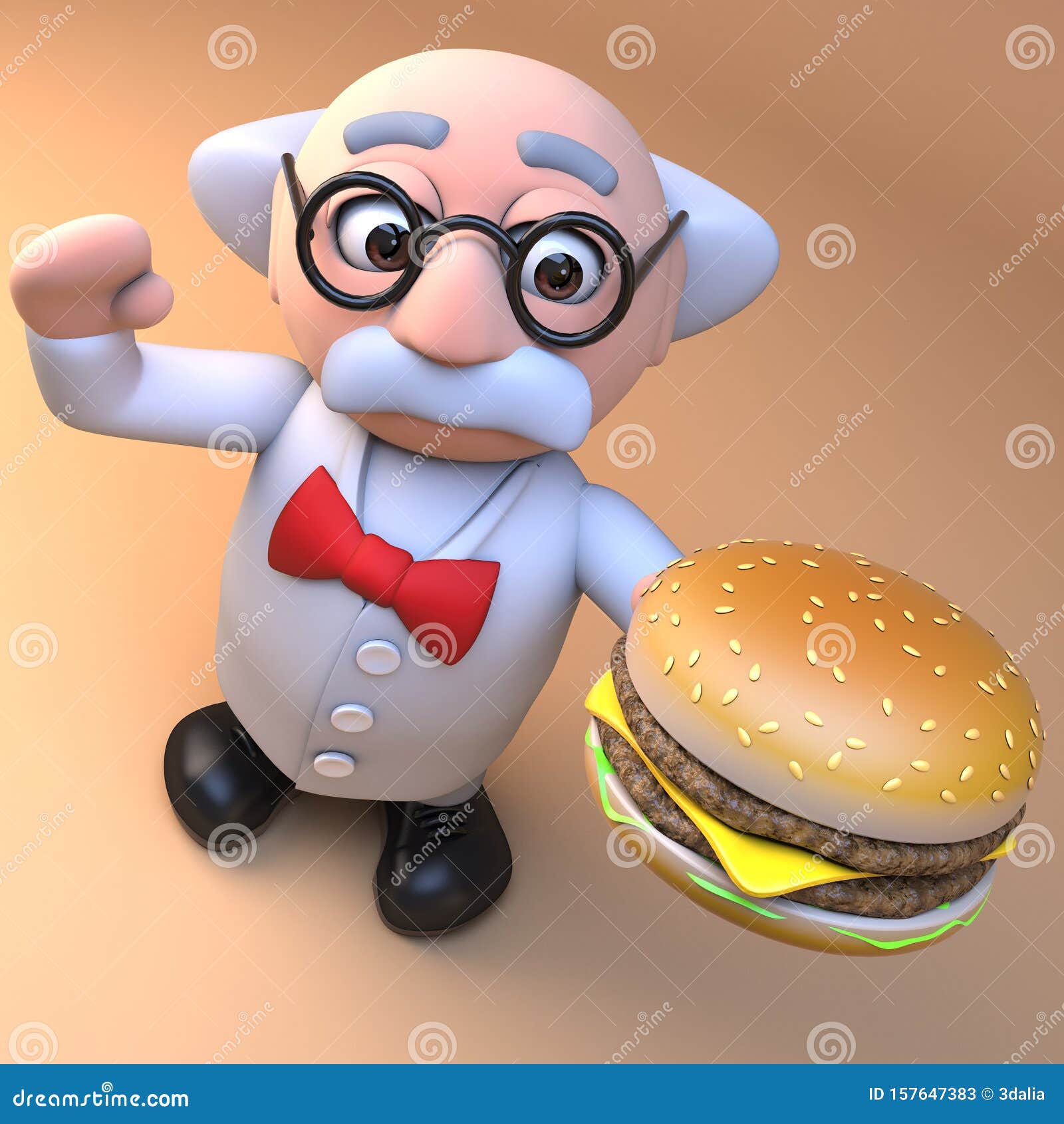 3d Verruckter Wissenschaftler Professor Cartoon Charakter Essen Einen Kaseeburger Burger 3d Abbildung Stock Abbildung Illustration Von Essen Hintergrund 157647383