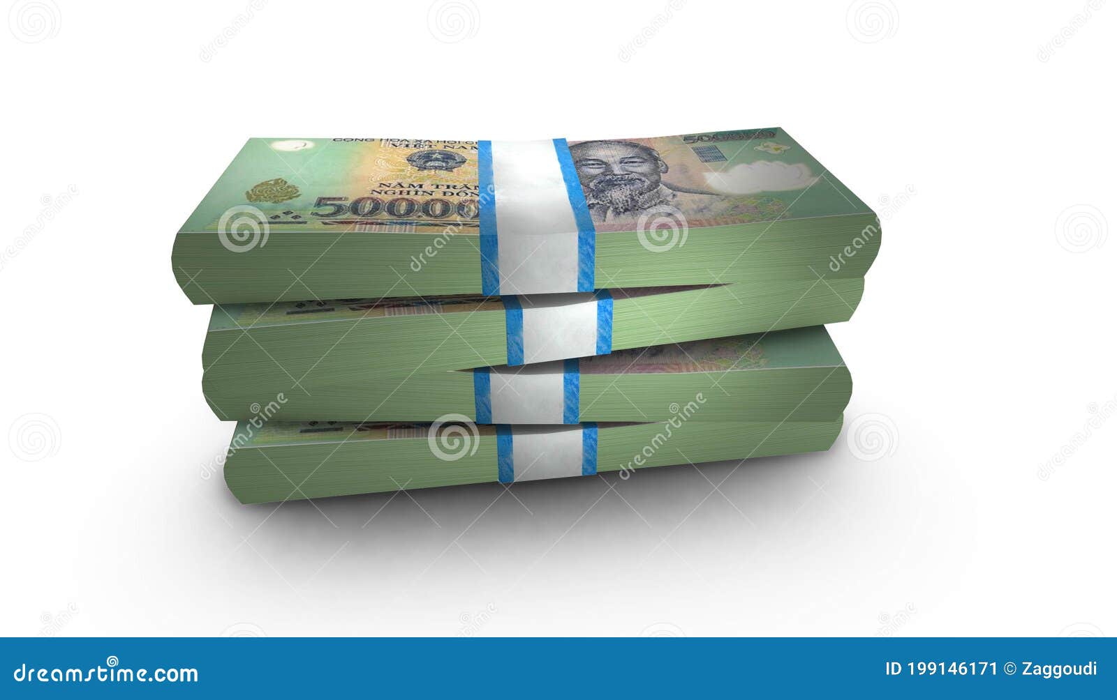 3D Stack Banknote of 500000 Vietnam Money Stock Illustration - Illustration  of business, background: 199146171