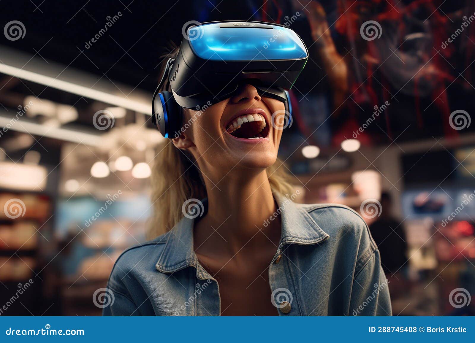 3D Virtual Reality Shopping Experience Stock Illustration
