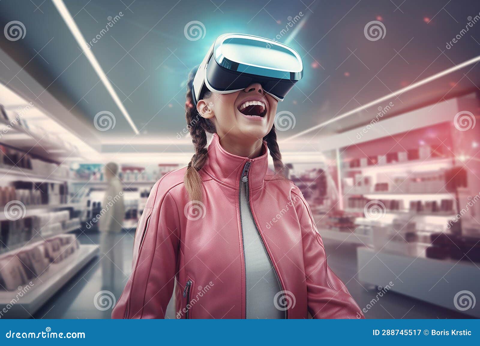 3D Virtual Reality Shopping Experience Stock Illustration