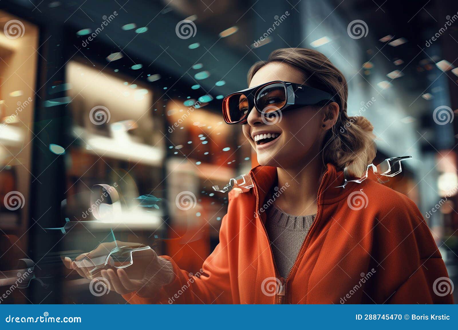 3D Virtual Reality Shopping Experience Stock Illustration