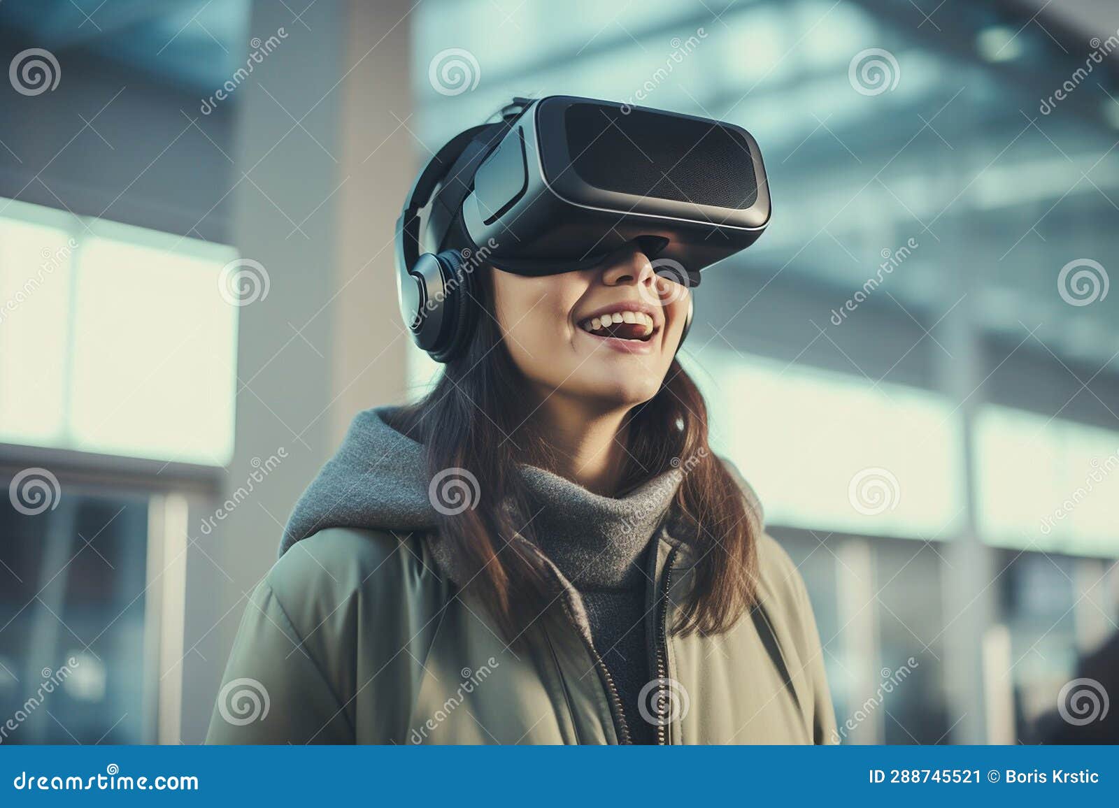 3D Virtual Reality Shopping Experience Stock Illustration