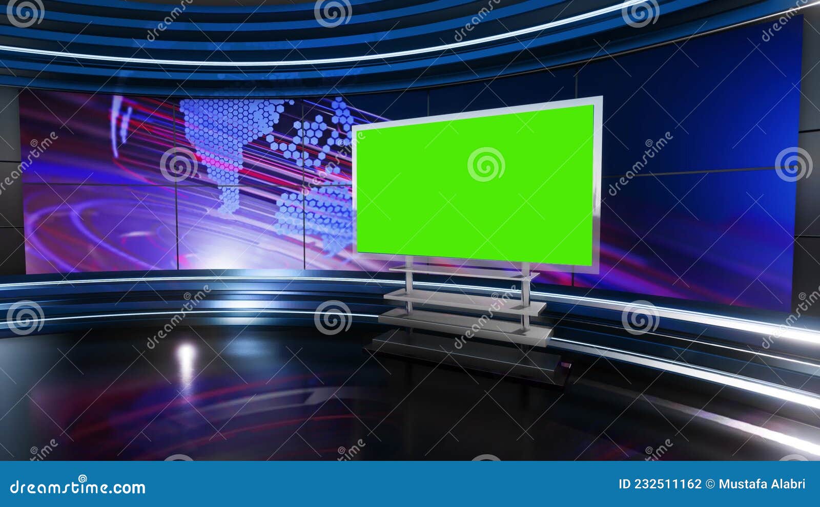 News TV Studio Set - Virtual Green Scree, Stock Video